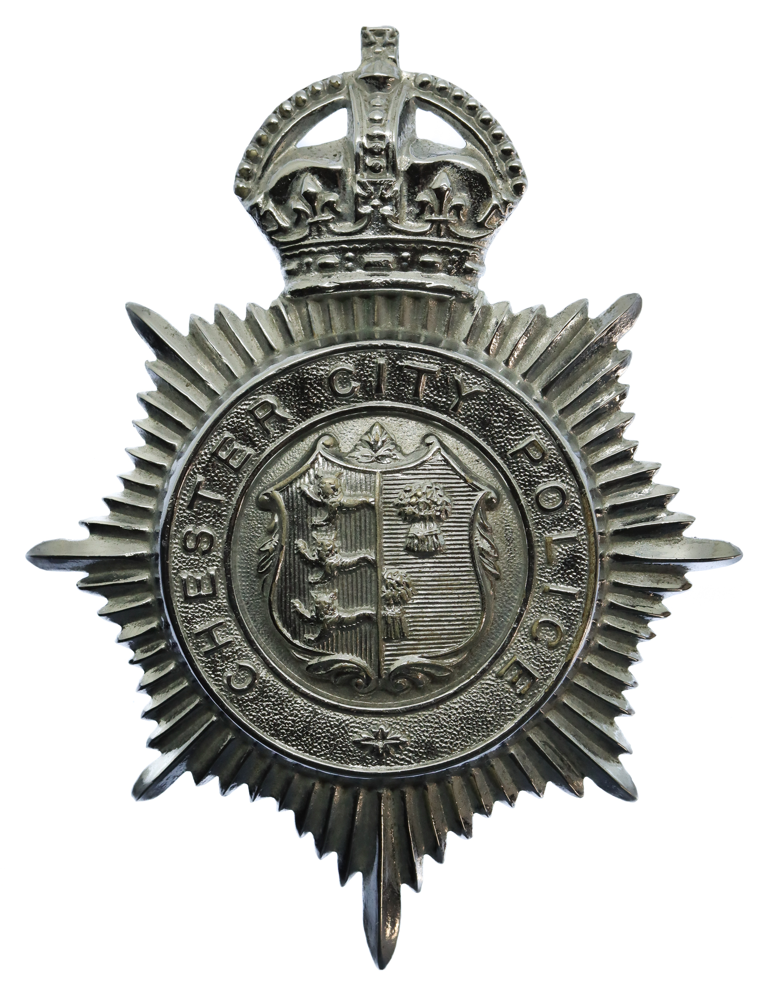 Chester City Police Helmet Plate - King's Crown