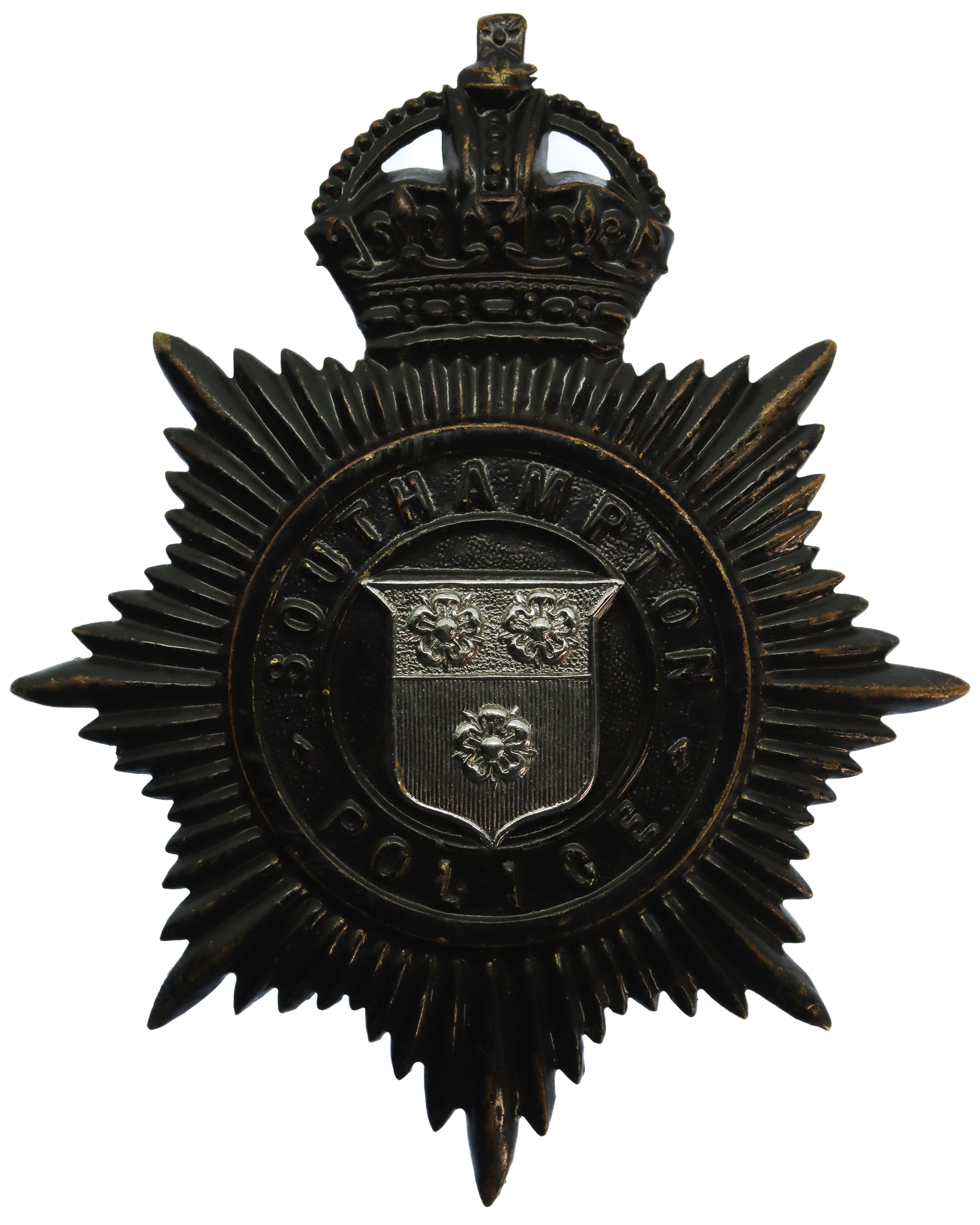 Southampton Police Night Helmet Plate - King's Crown