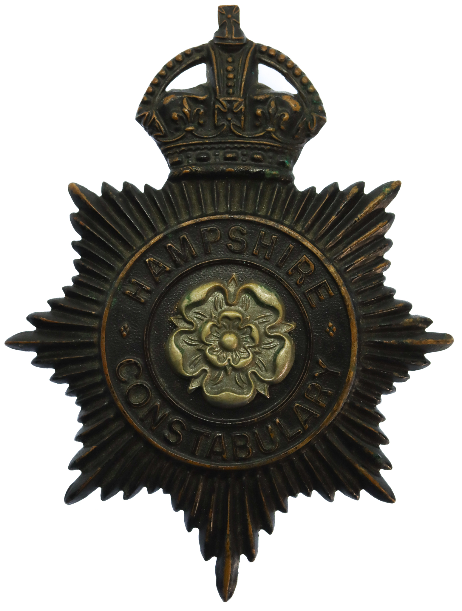 Hampshire Constabulary Night Helmet Plate - King's Crown