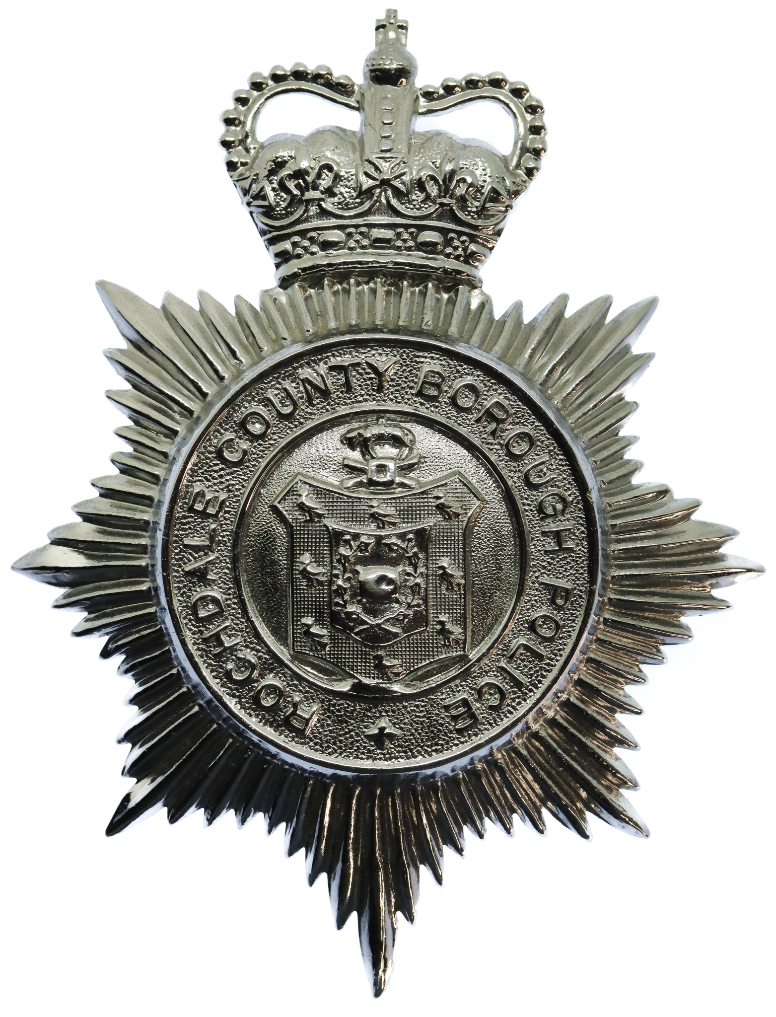Rochdale County Borough Police Helmet Plate - Queen's Crown