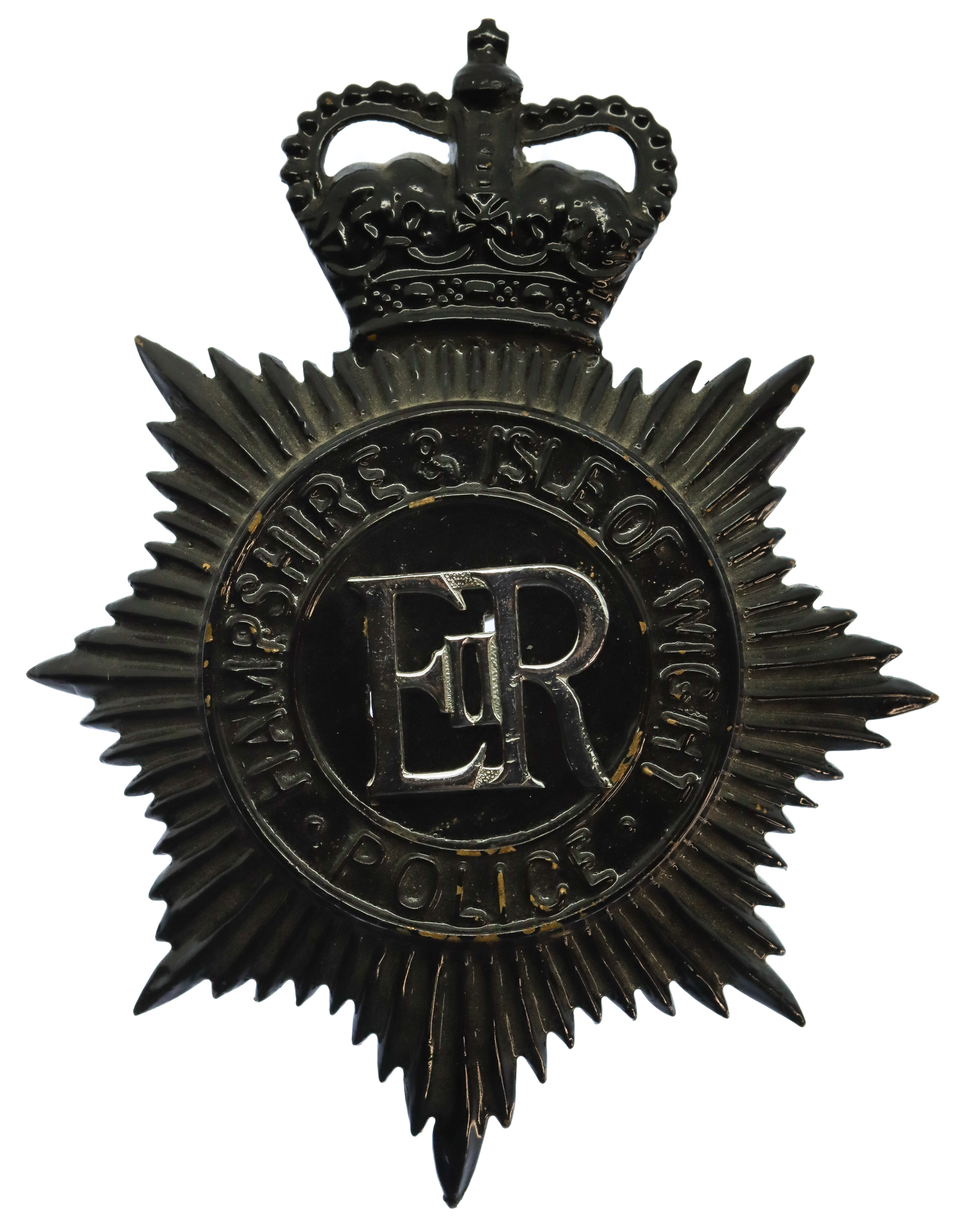 Hampshire & Isle of Wight Police Night Helmet Plate - Queen's Crown