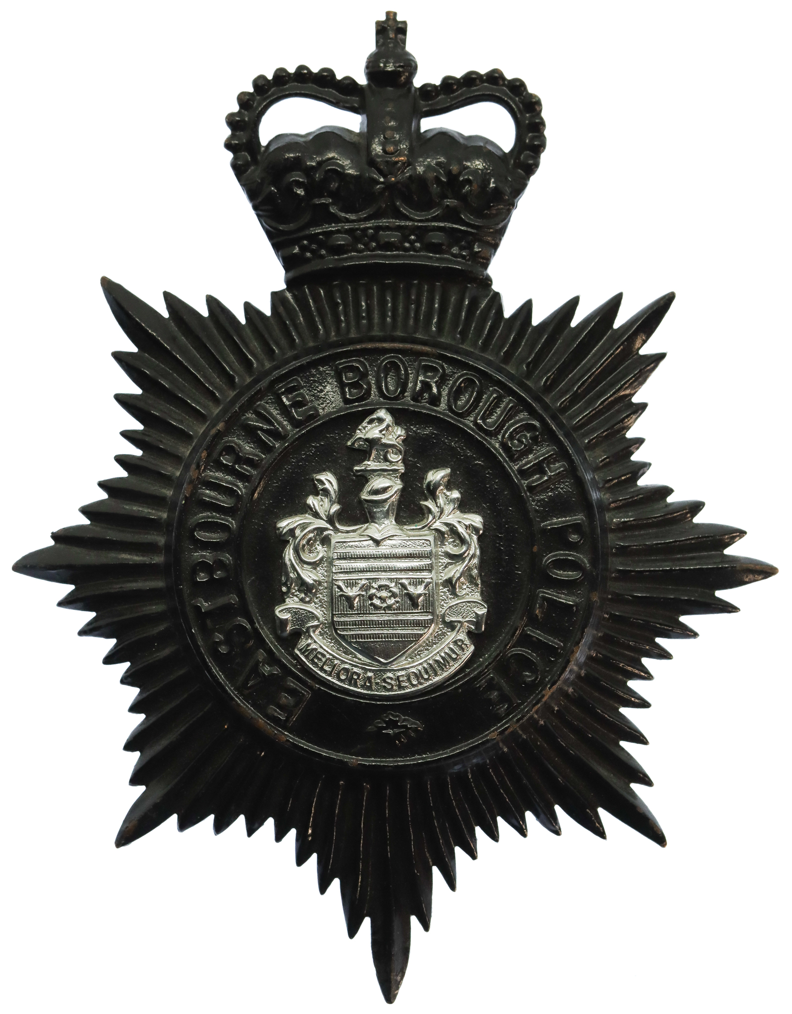 Eastbourne Borough Police Night Helmet Plate - Queen's Crown