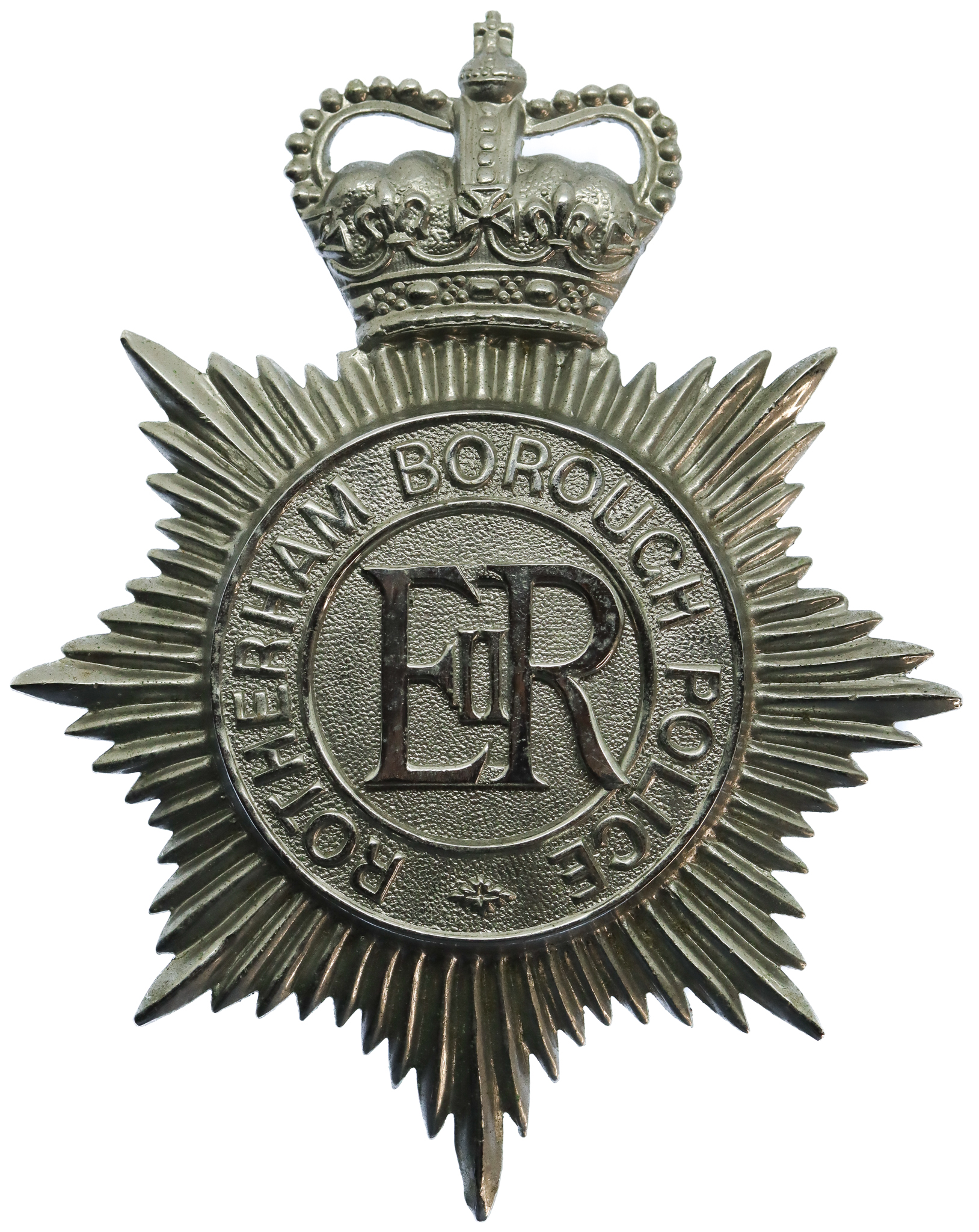 Rotherham Borough Police Helmet Plate - Queen's Crown 