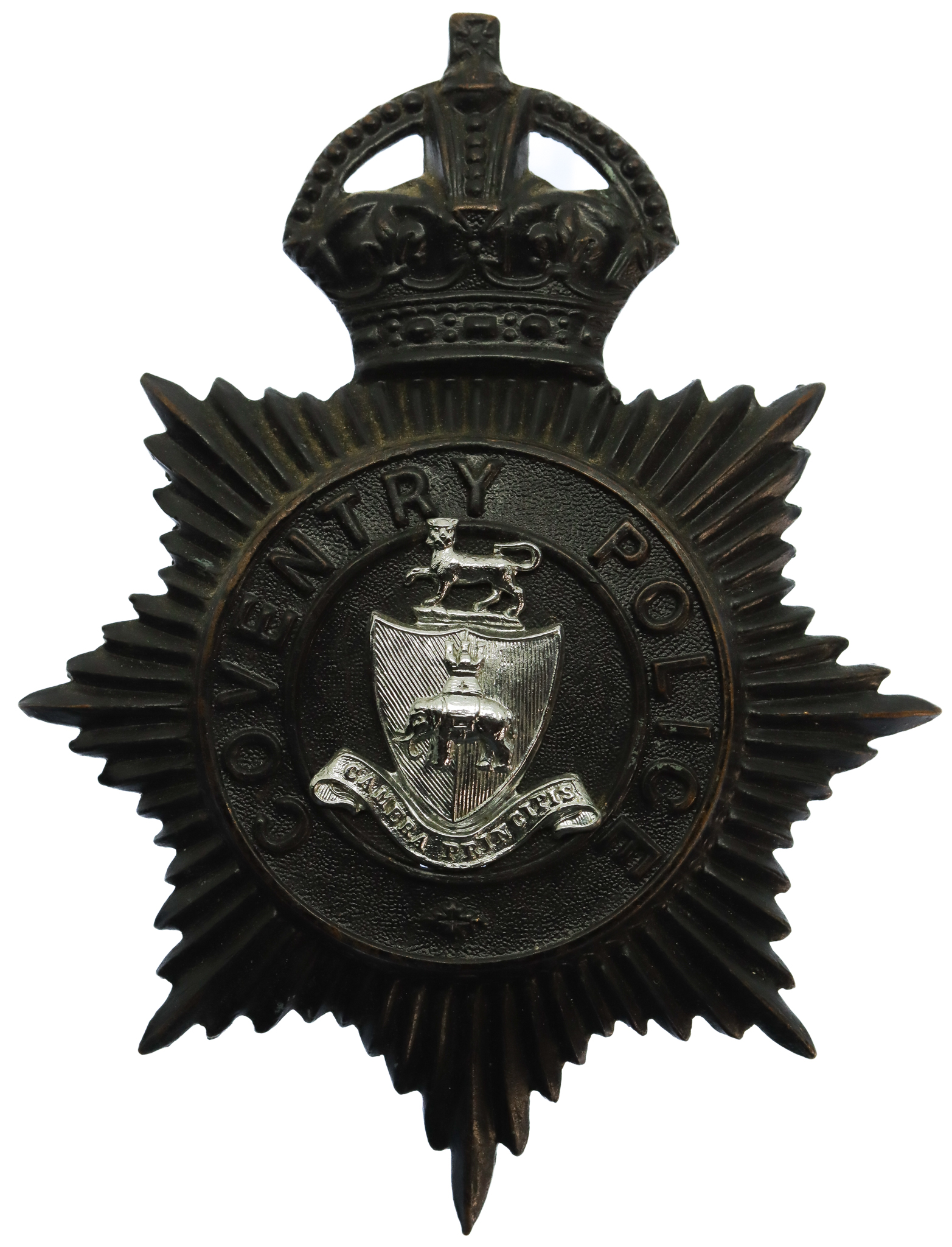 Coventry Police Black Helmet Plate - King's Crown