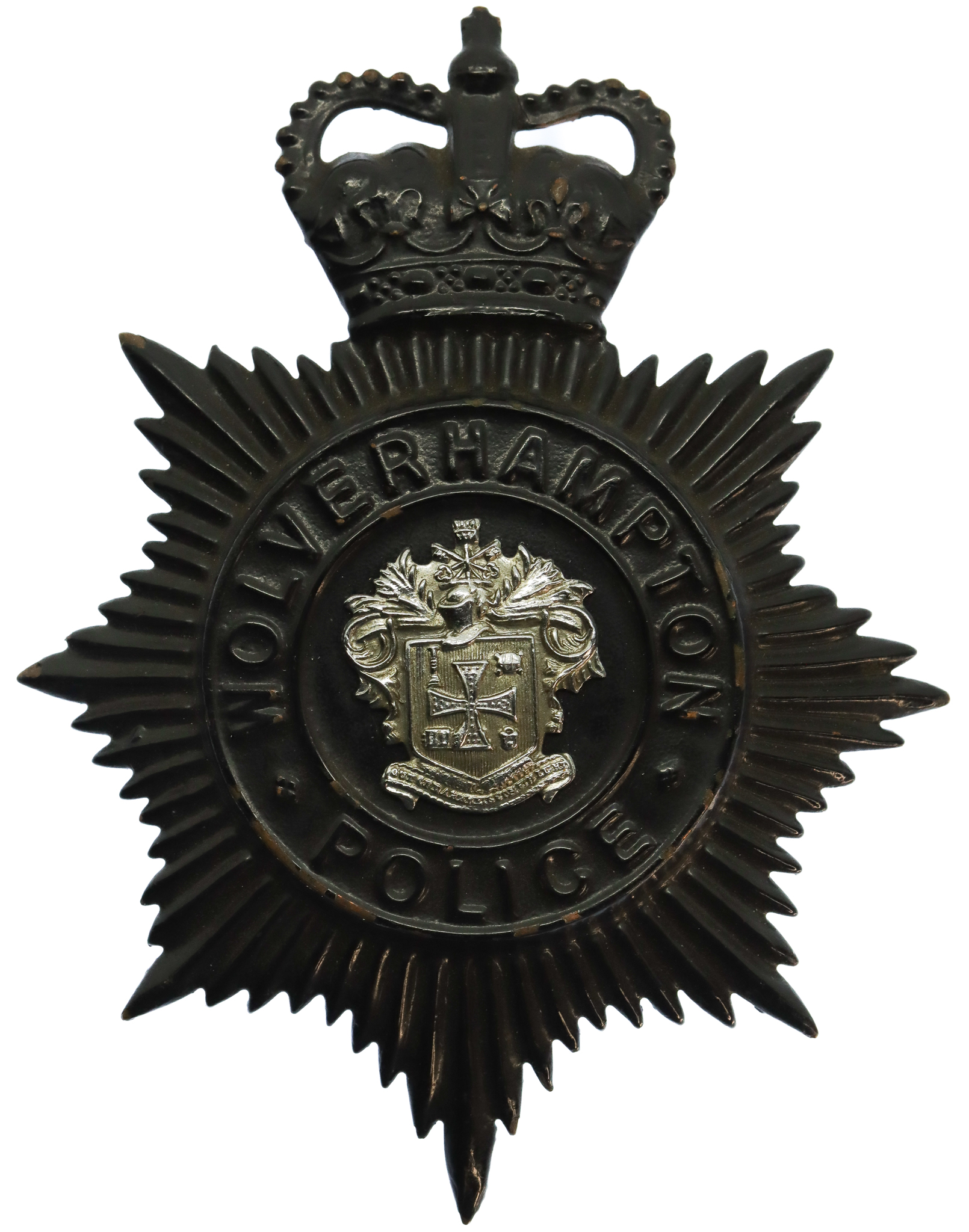 Wolverhampton Police Night Helmet Plate - Queen's Crown