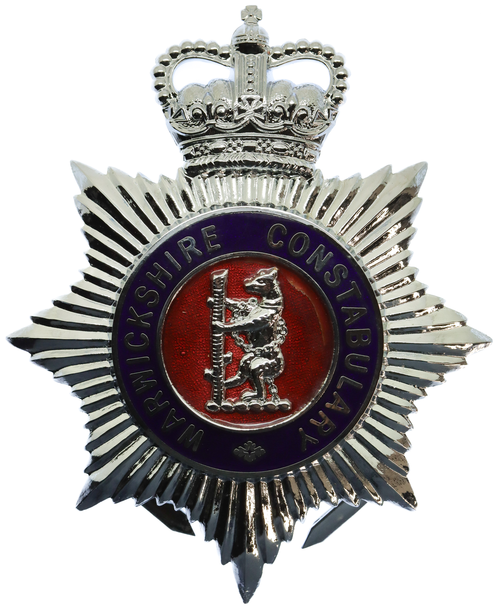 Warwickshire Constabulary Enamelled Helmet Plate - Queen's Crown