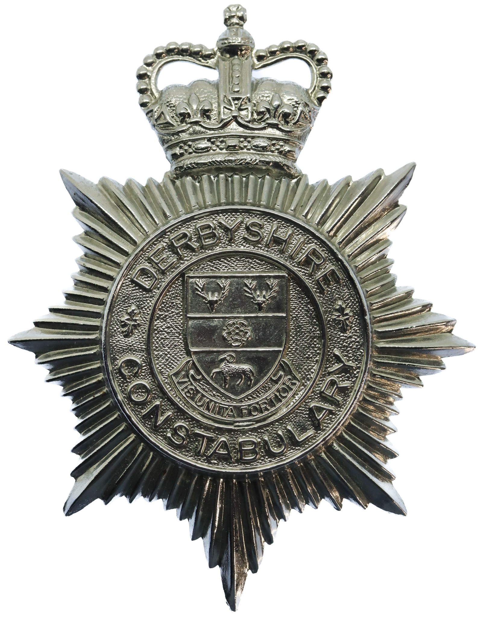 Derbyshire Constabulary Helmet Plate - Queen's Crown
