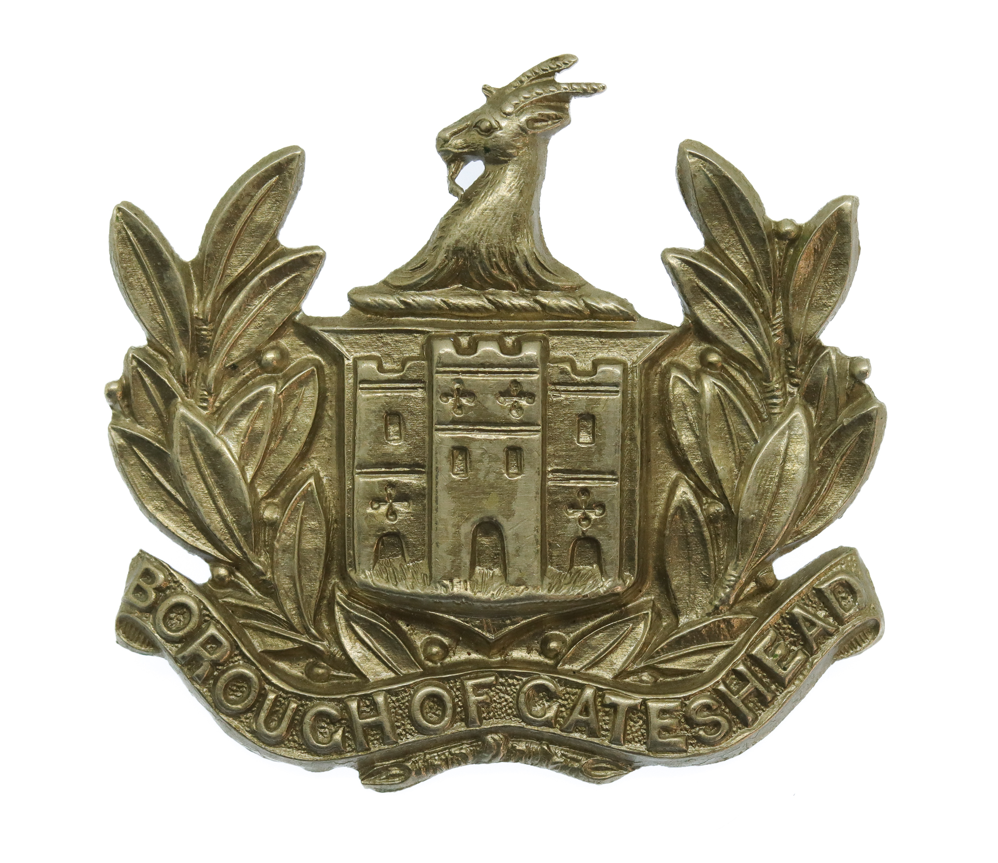 Gateshead Borough Police Small Coat of Arms Helmet Plate