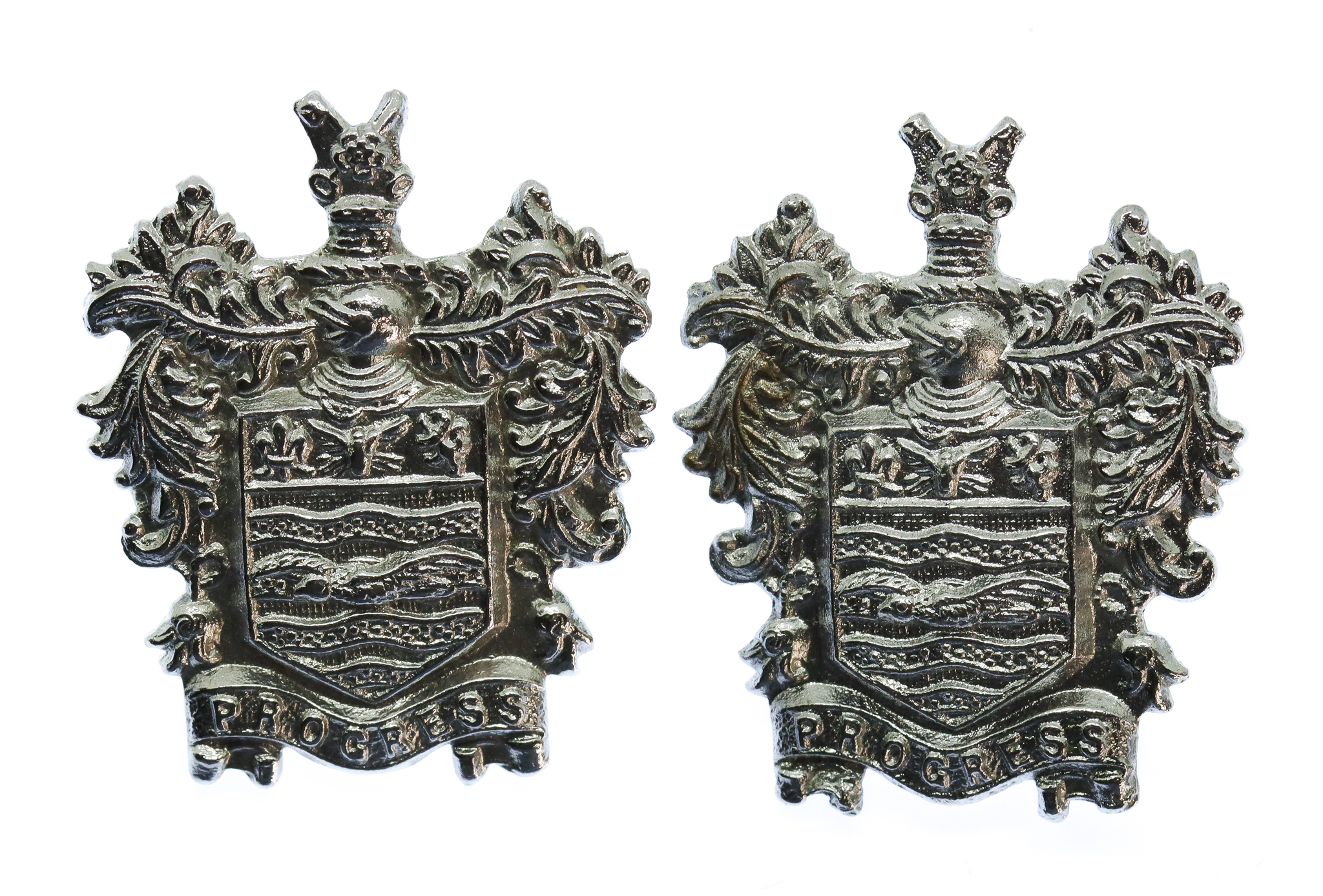 Pair of Blackpool Police Chrome Coat of  Arms Collar Badges