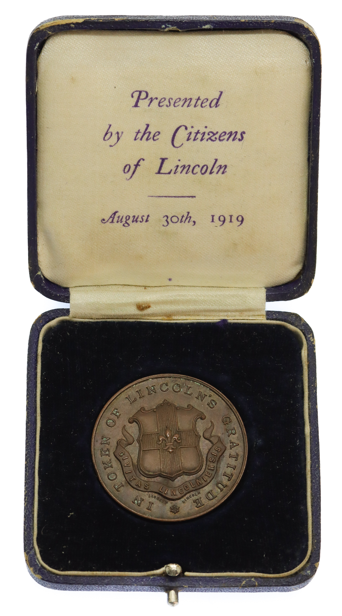 WW1 Bronze Commemorative Medallion - In Token of Lincoln's Gratitude 1914-1919