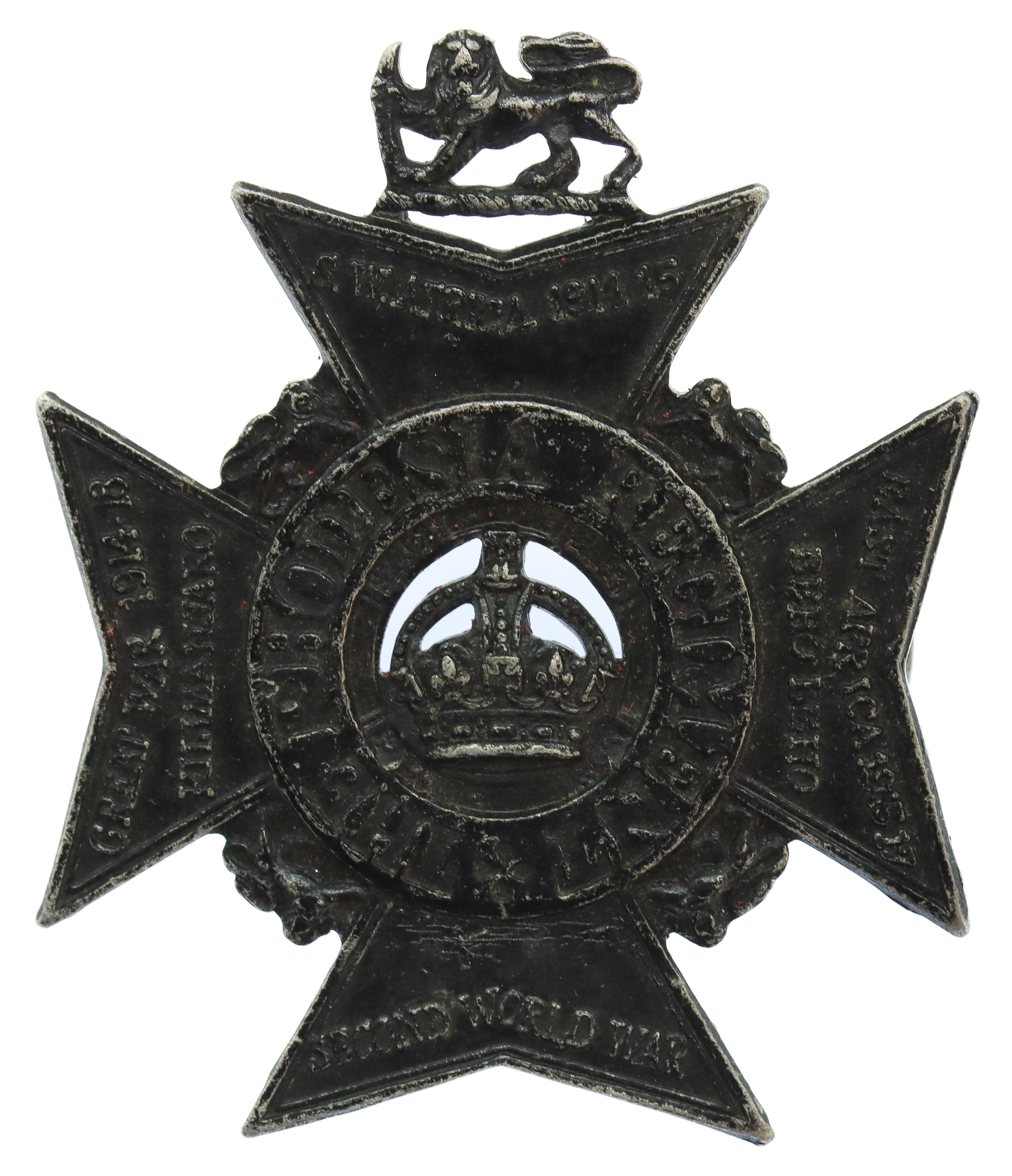 Rhodesia Regiment Black Anodised Cap Badge (c.1972-80)
