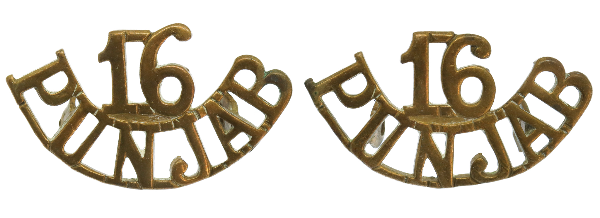 Pair of Indian Army 16th Punjab Regiment (16/PUNJAB) Shoulder Titles
