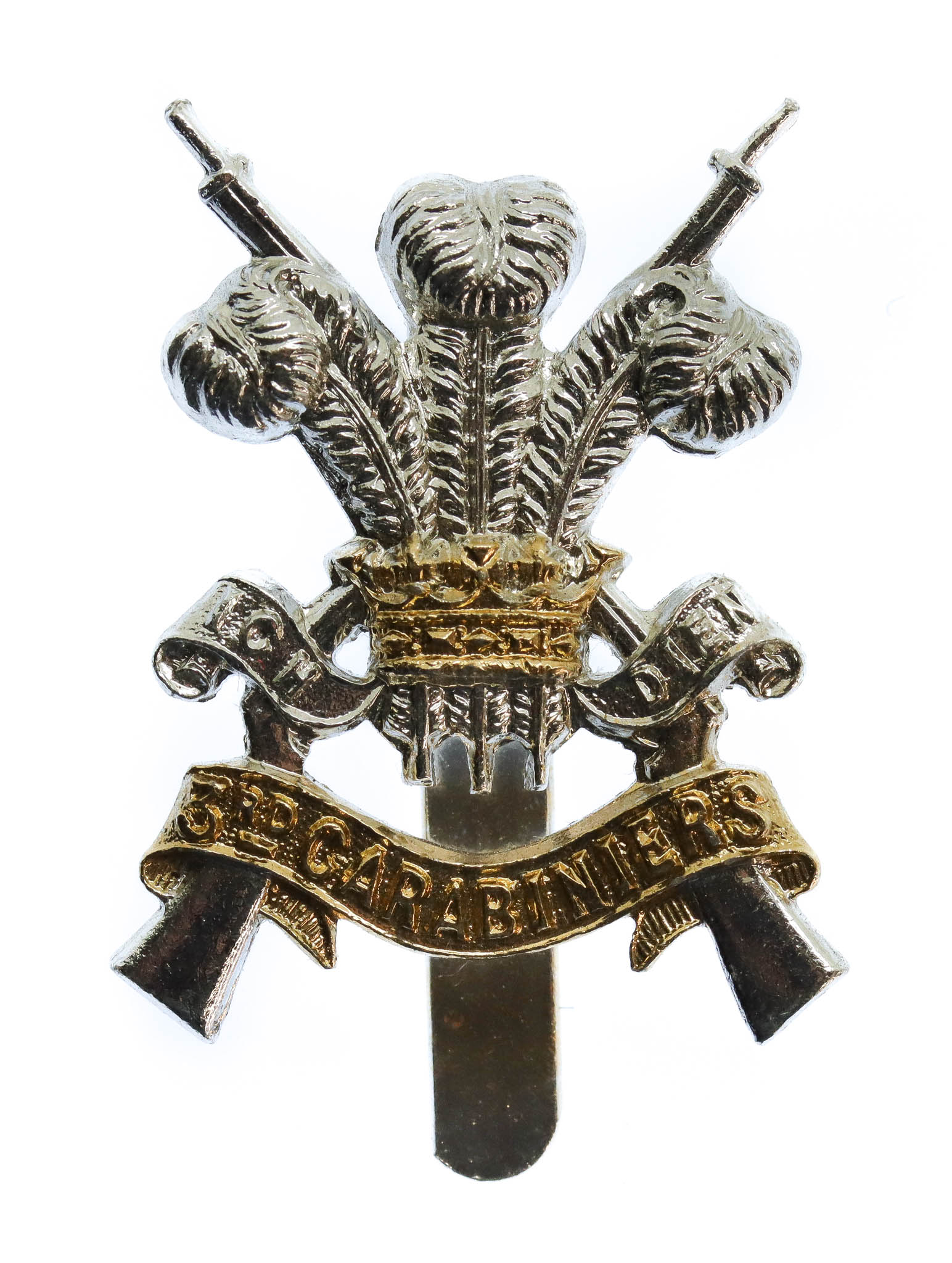 3rd Carabiniers (Prince of Wales's Dragoon Guards) Anodised (Staybrite) Cap Badge