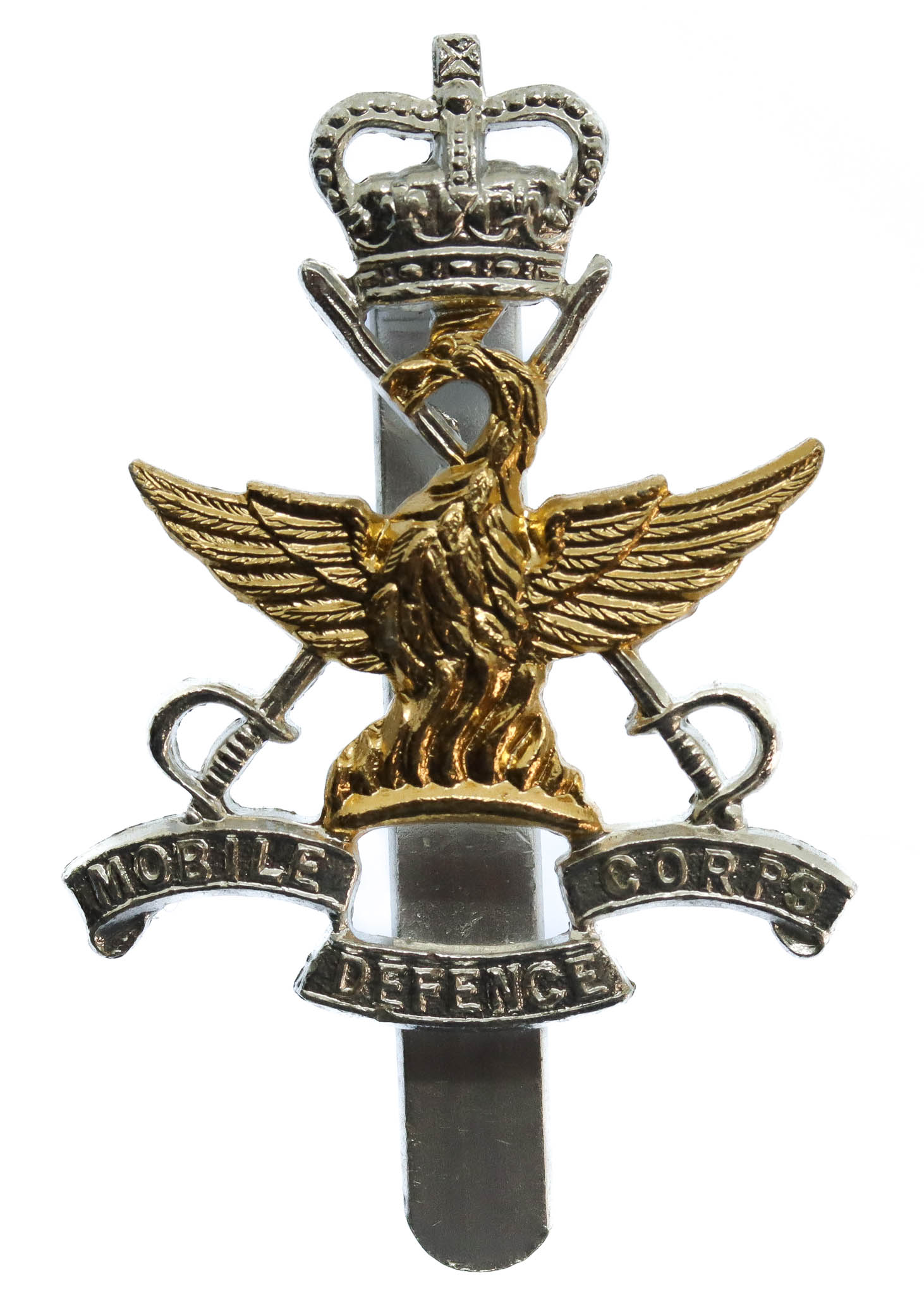 Mobile Defence Corps Anodised (Staybrite) Cap Badge