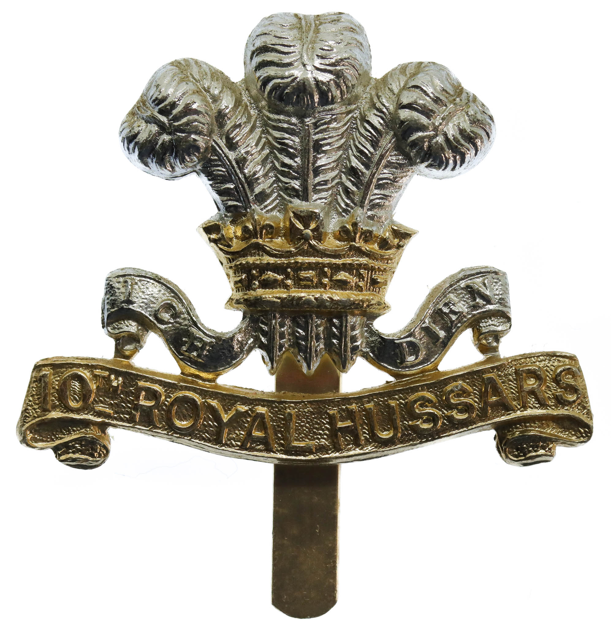 10th Royal Hussars Anodised (Staybrite) Cap Badge