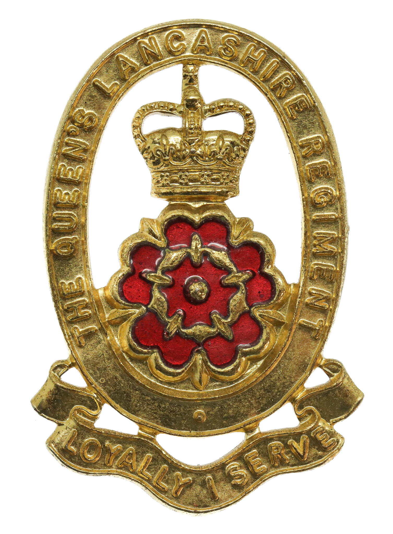Queen's Lancashire Regiment Metal & Enamel Cap Badge 