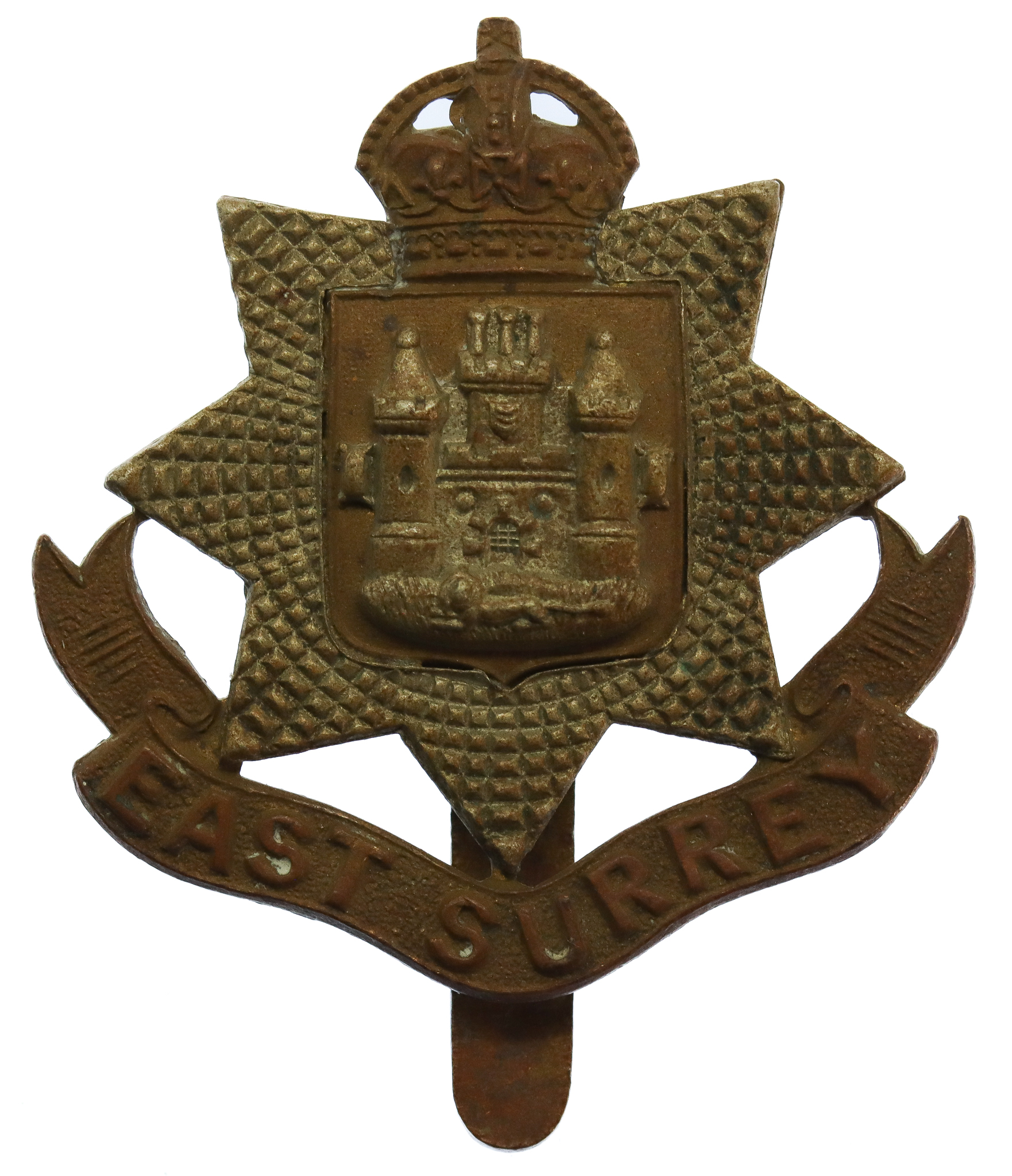 East Surrey Regiment Cap Badge - King's Crown