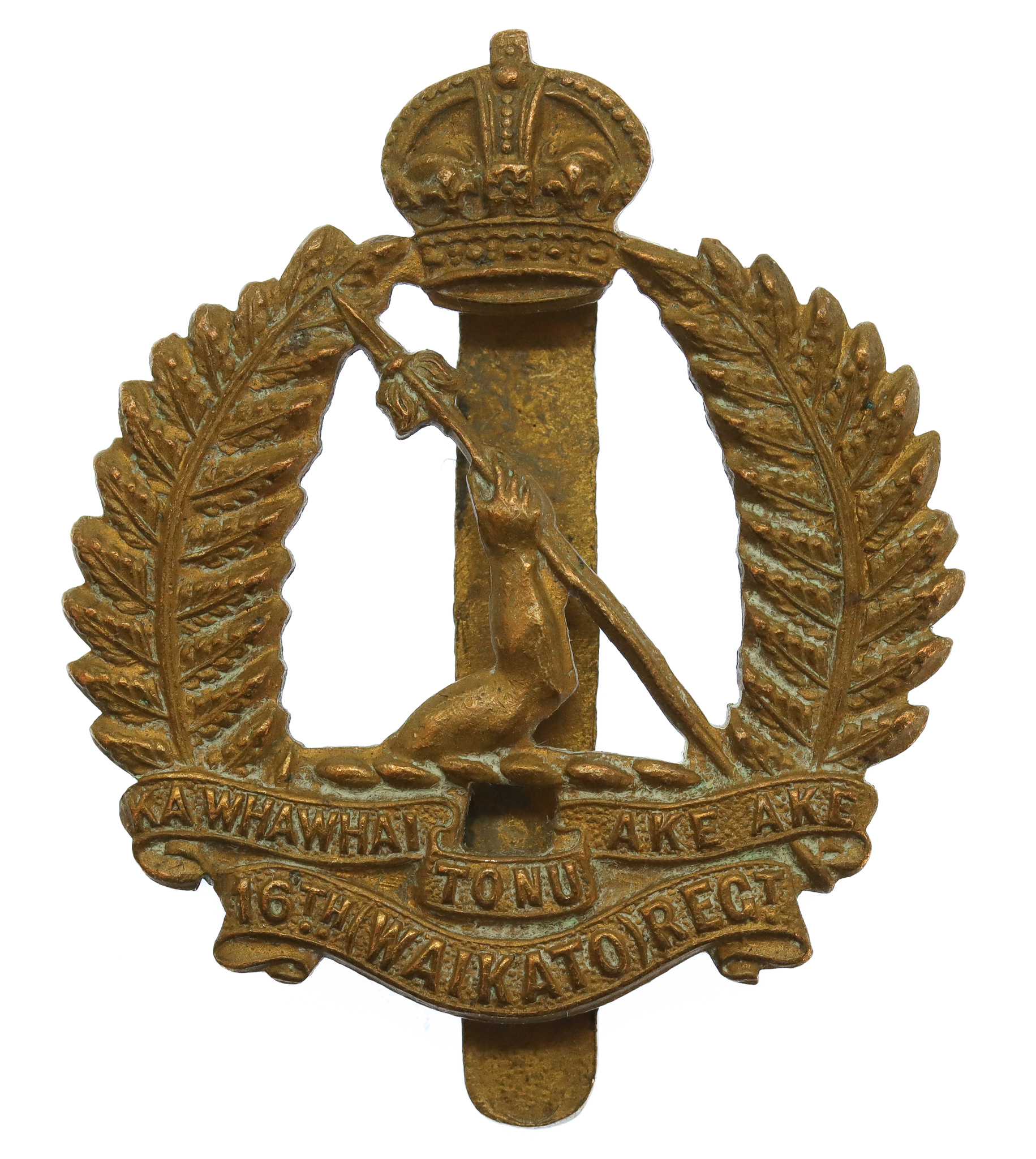 New Zealand 16th (Waikato) Regiment Cap Badge - King's Crown