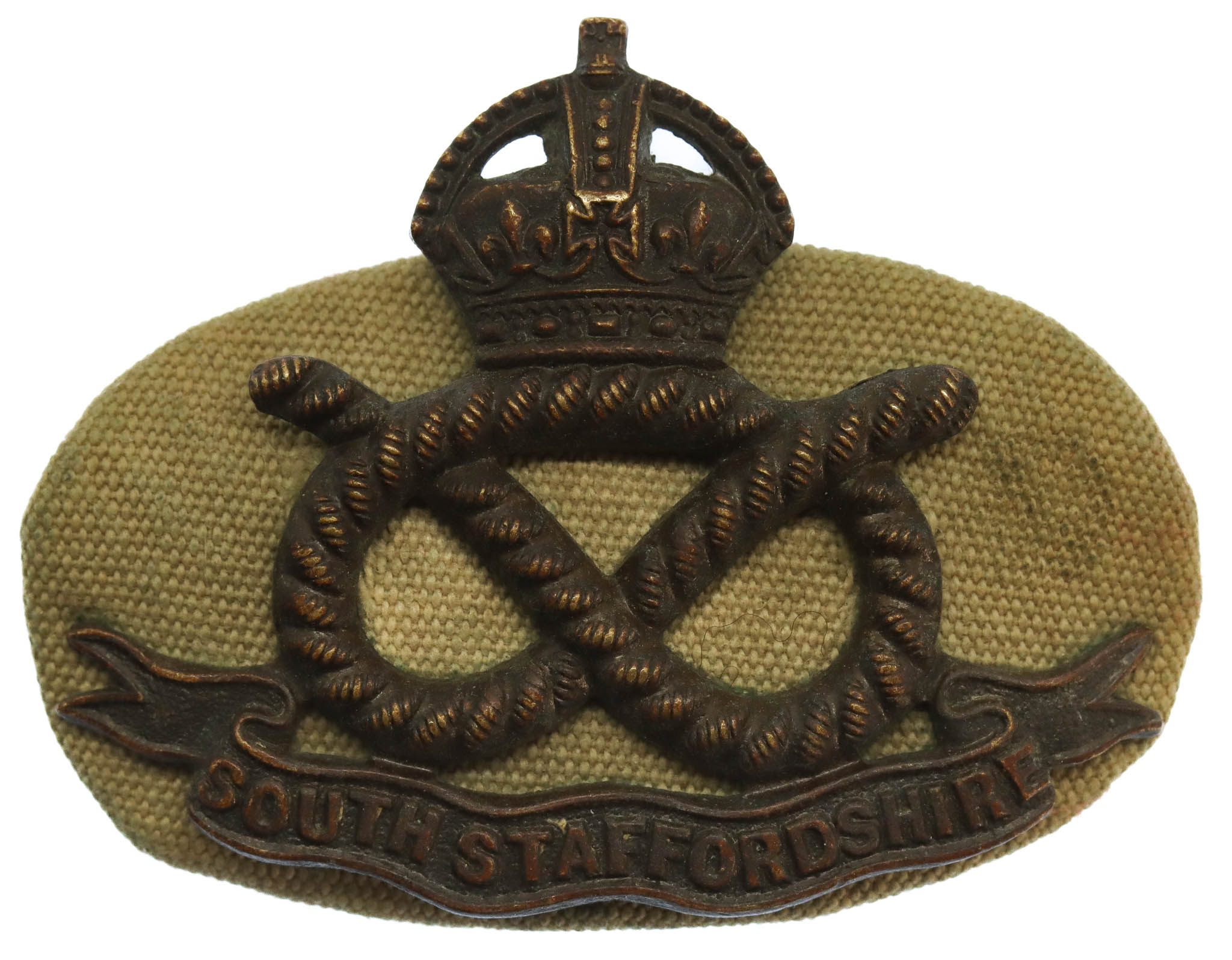 South Staffordshire Regiment Officer's Service Dress Cap Badge - King's Crown