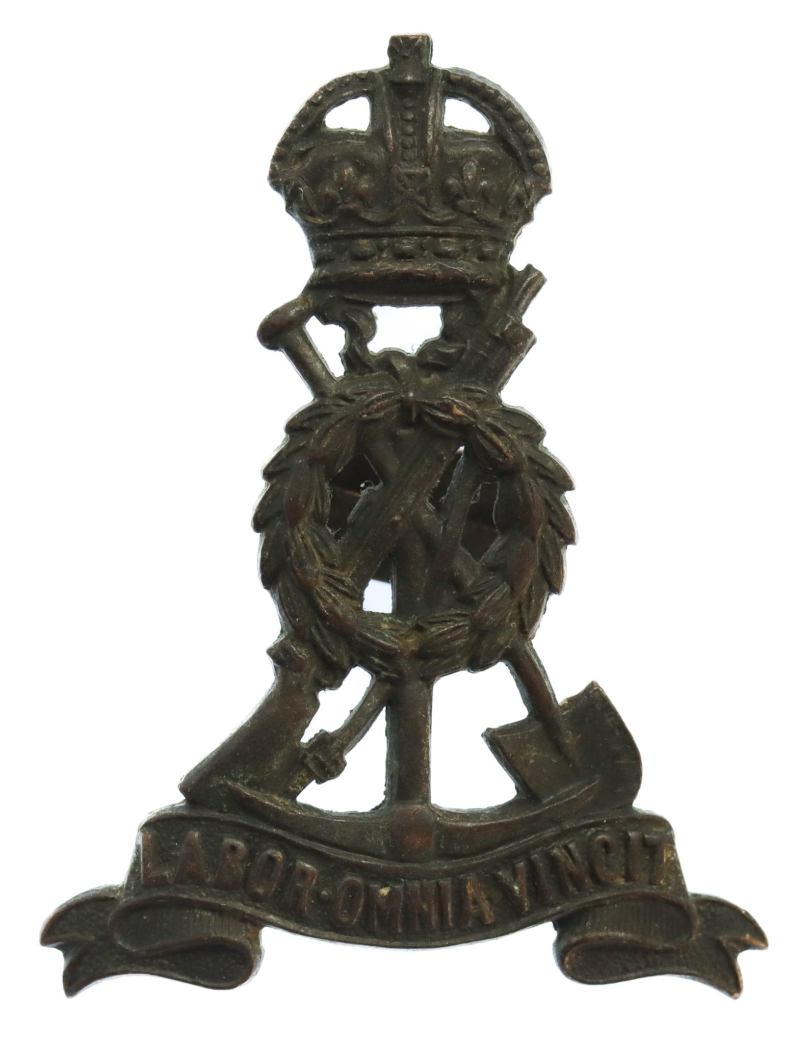 Pioneer Corps Officer's Service Dress Cap Badge - King's Crown