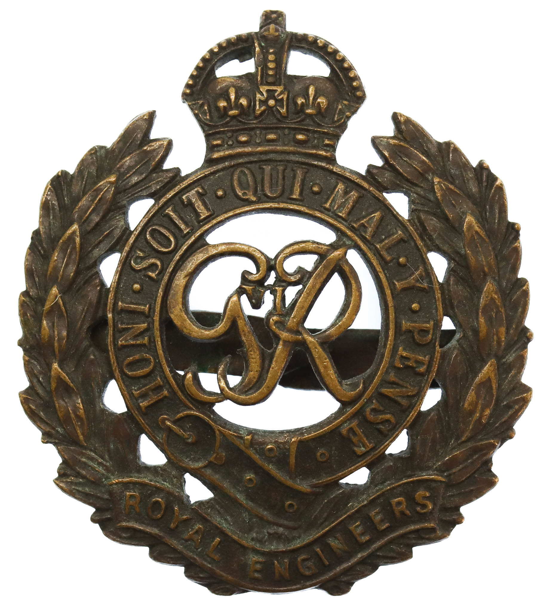 George VI Royal Engineers Officer's Service Dress Cap Badge