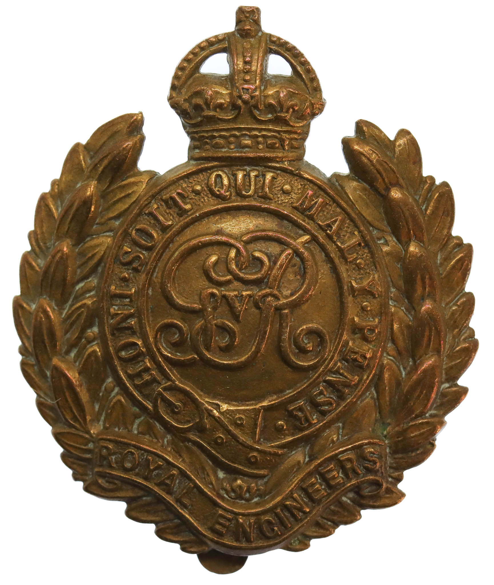 George V Royal Engineers Economy Cap Badge (Non Voided Centre)