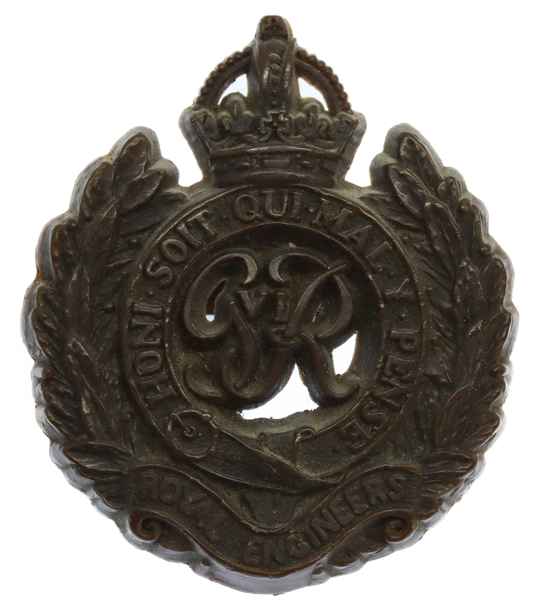 Royal Engineers WW2 Plastic Economy Cap Badge 