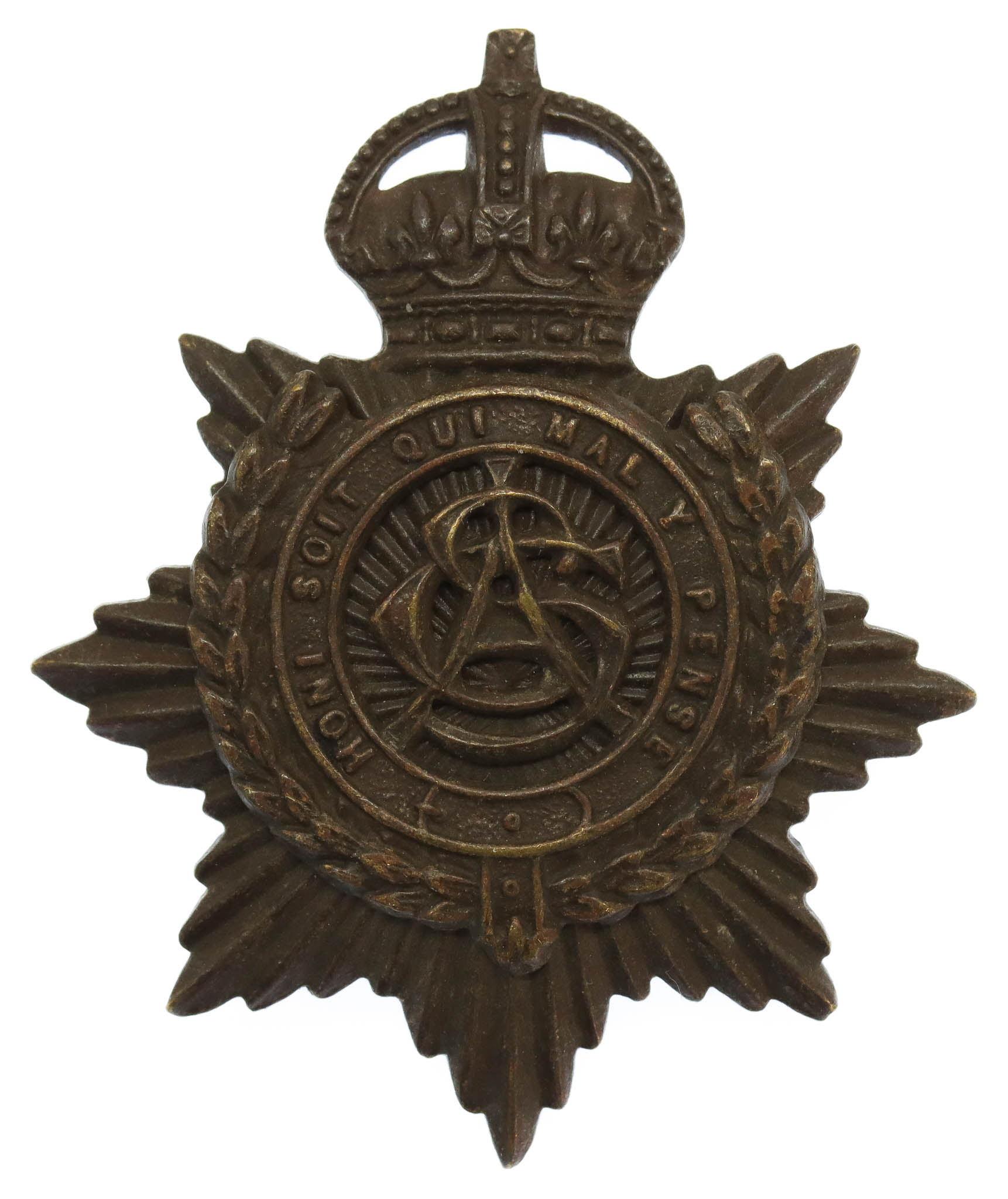 Army Service Corps (A.S.C.) Officer's Service Dress Cap Badge - King's Crown