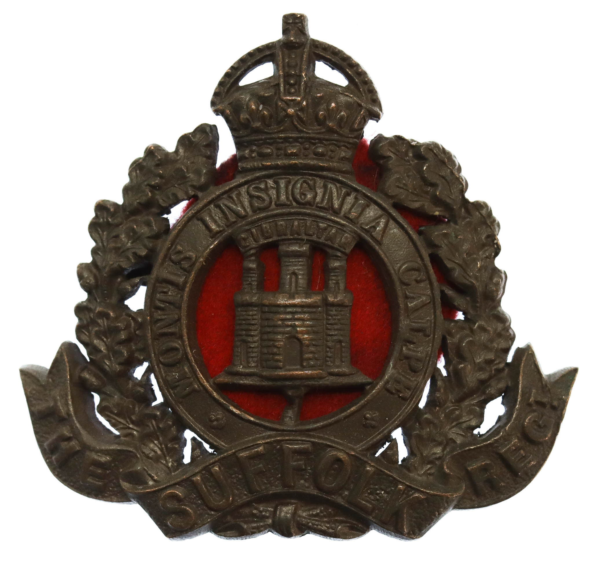 Suffolk Regiment Officer's Service Dress Cap Badge - King's Crown