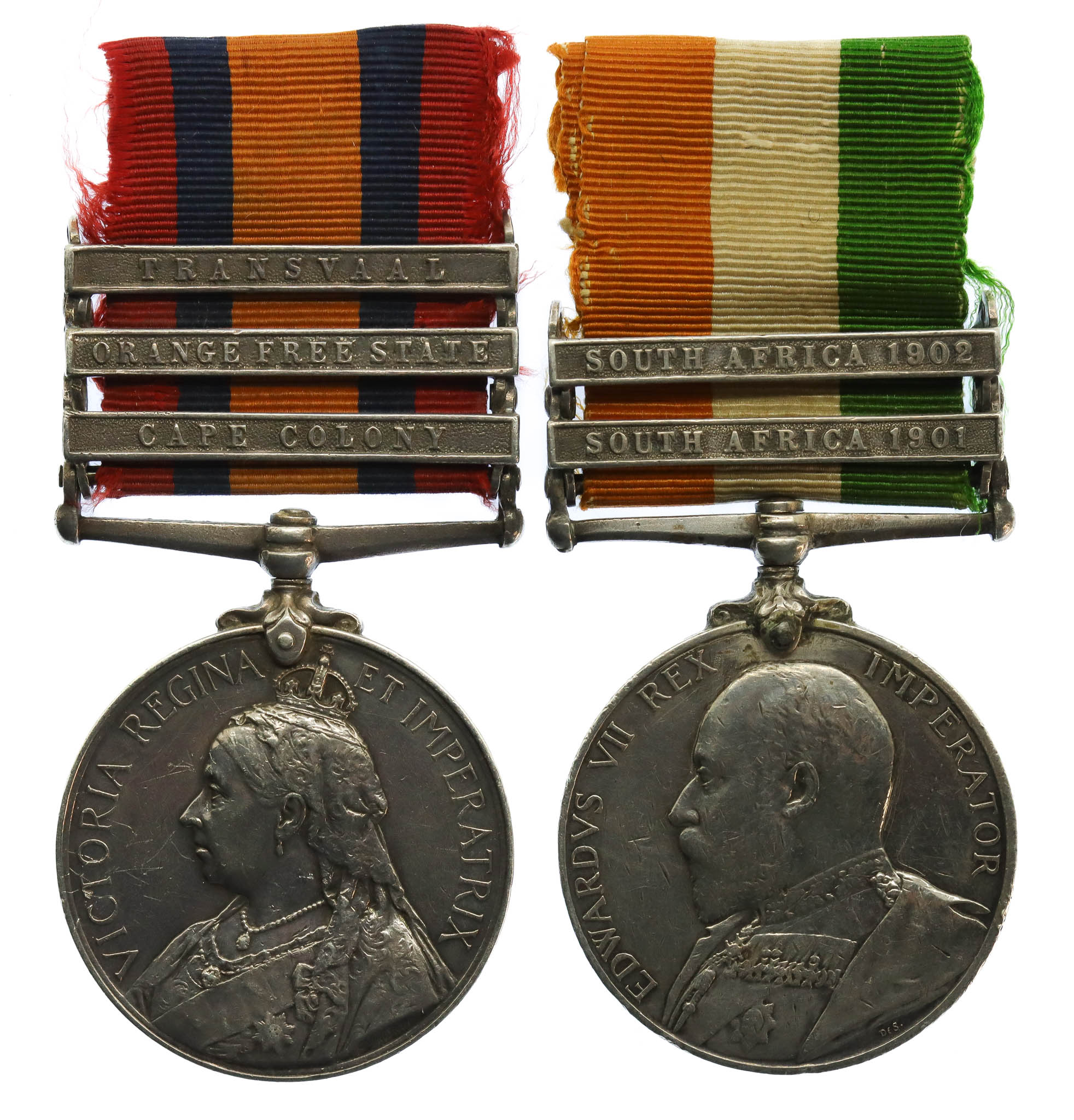 Queen's South Africa (Clasps - Cape Colony, Orange Free State, Transvaal) and King's South Africa (Clasps - South Africa 1901, South Africa 1902) - Pte. F. Well, 2nd Bn. Wiltshire Regiment - Wounded