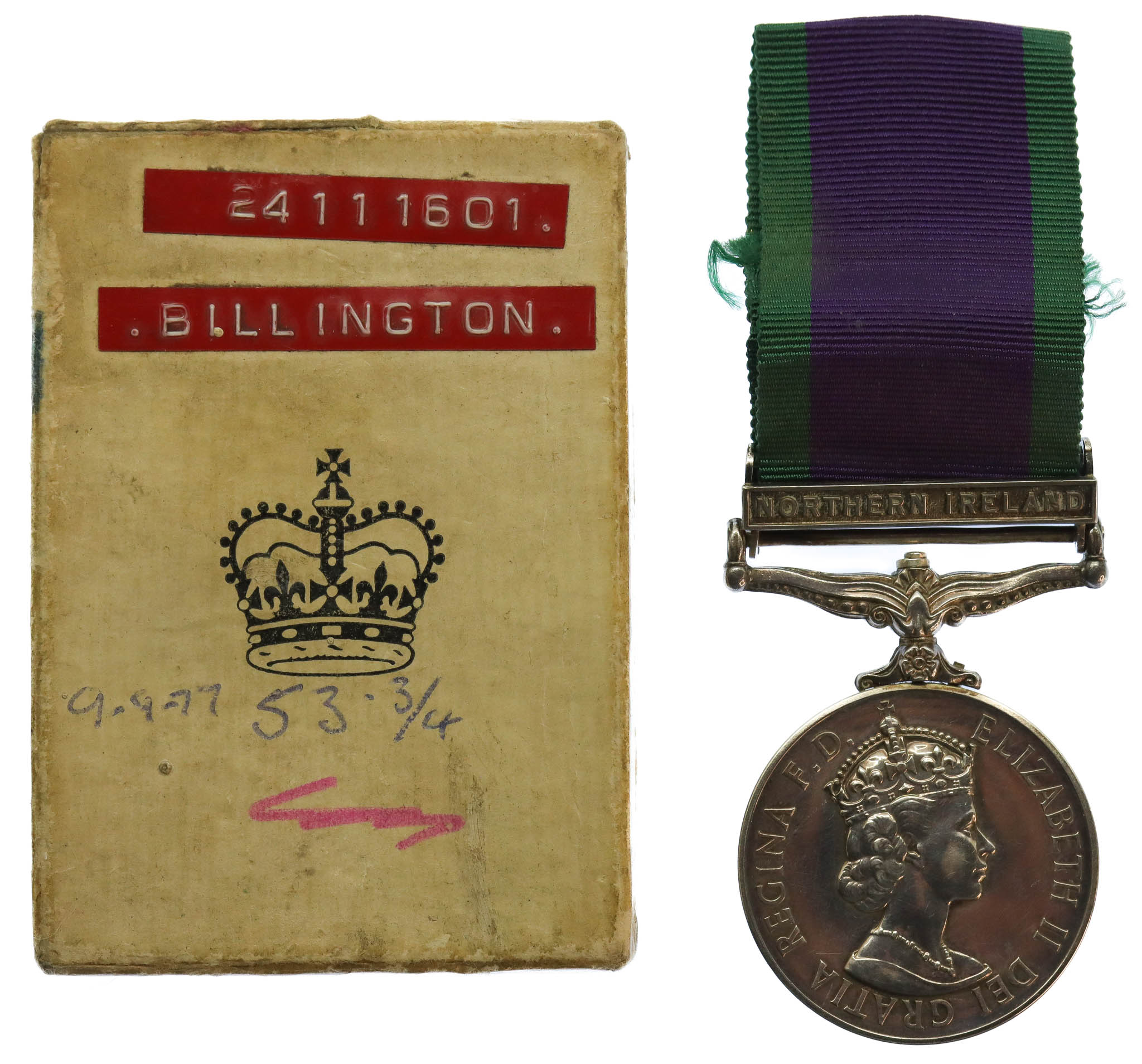 Campaign Service Medal (Clasp - Northern Ireland) - Pte. W. Billington, Duke of Wellington's Regiment