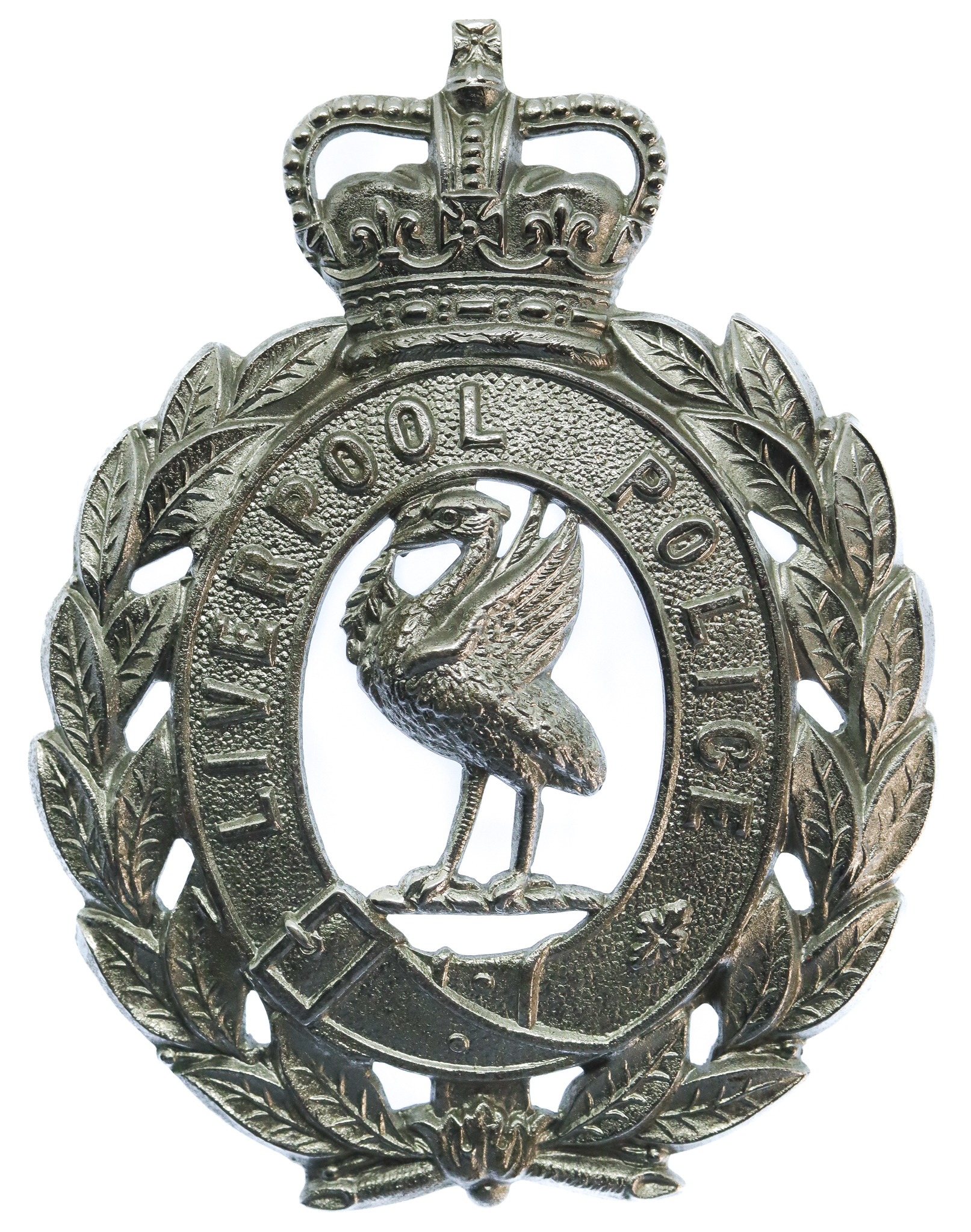 Liverpool City Police Wreath Helmet Plate - Queen's Crown