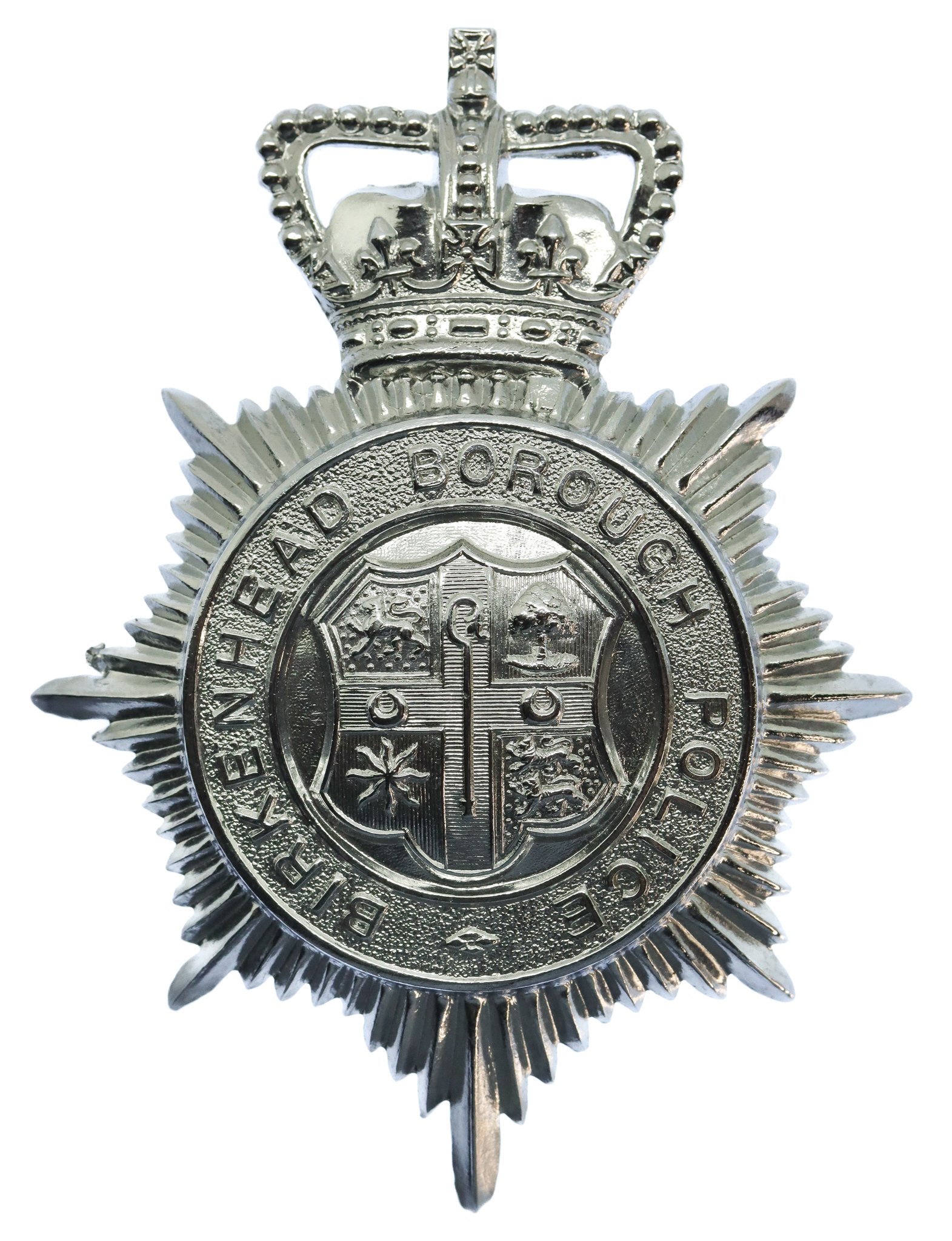 Birkenhead Borough Police Helmet Plate - Queen's Crown