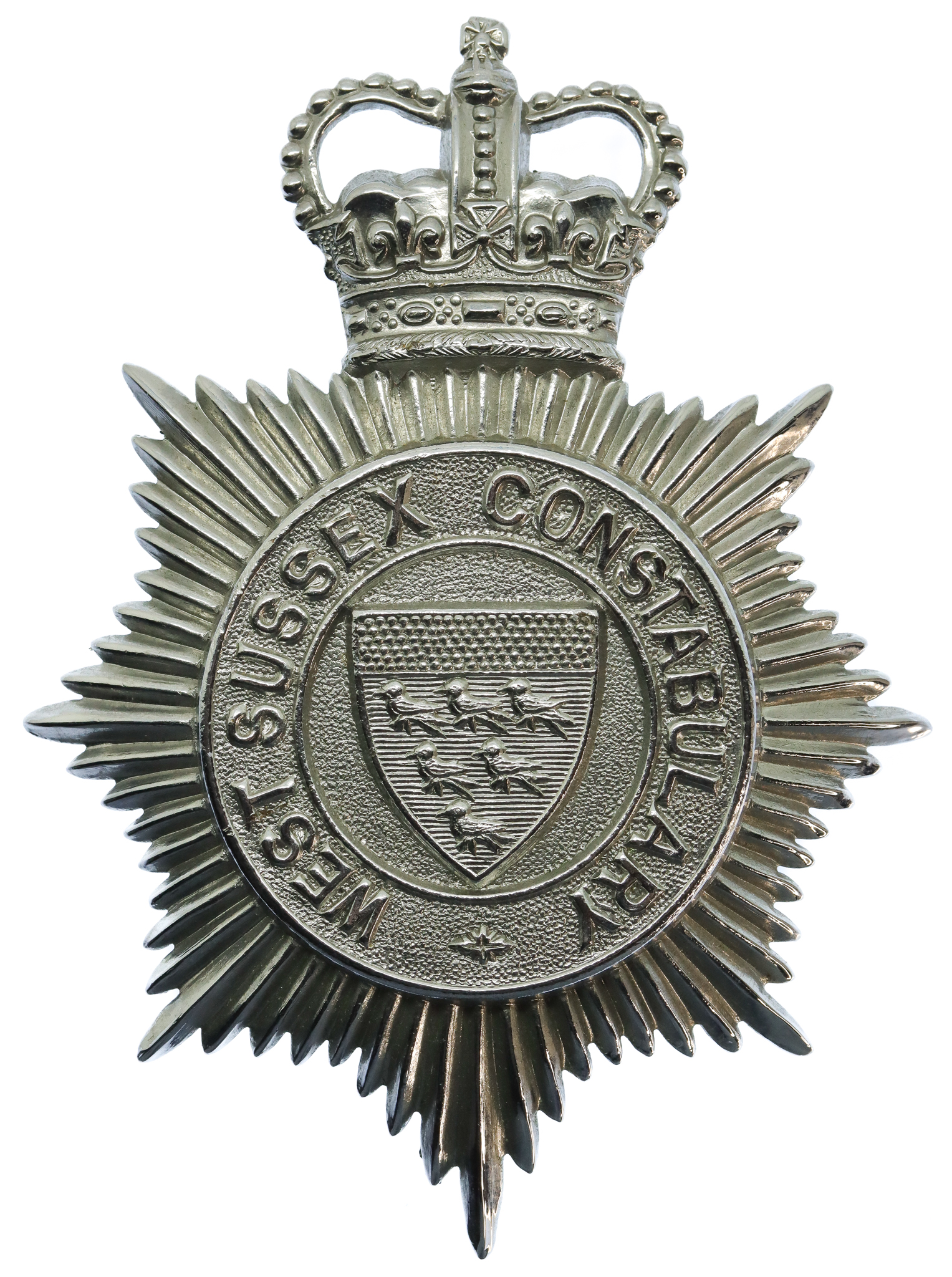 West Sussex Constabulary Helmet Plate - Queen's Crown