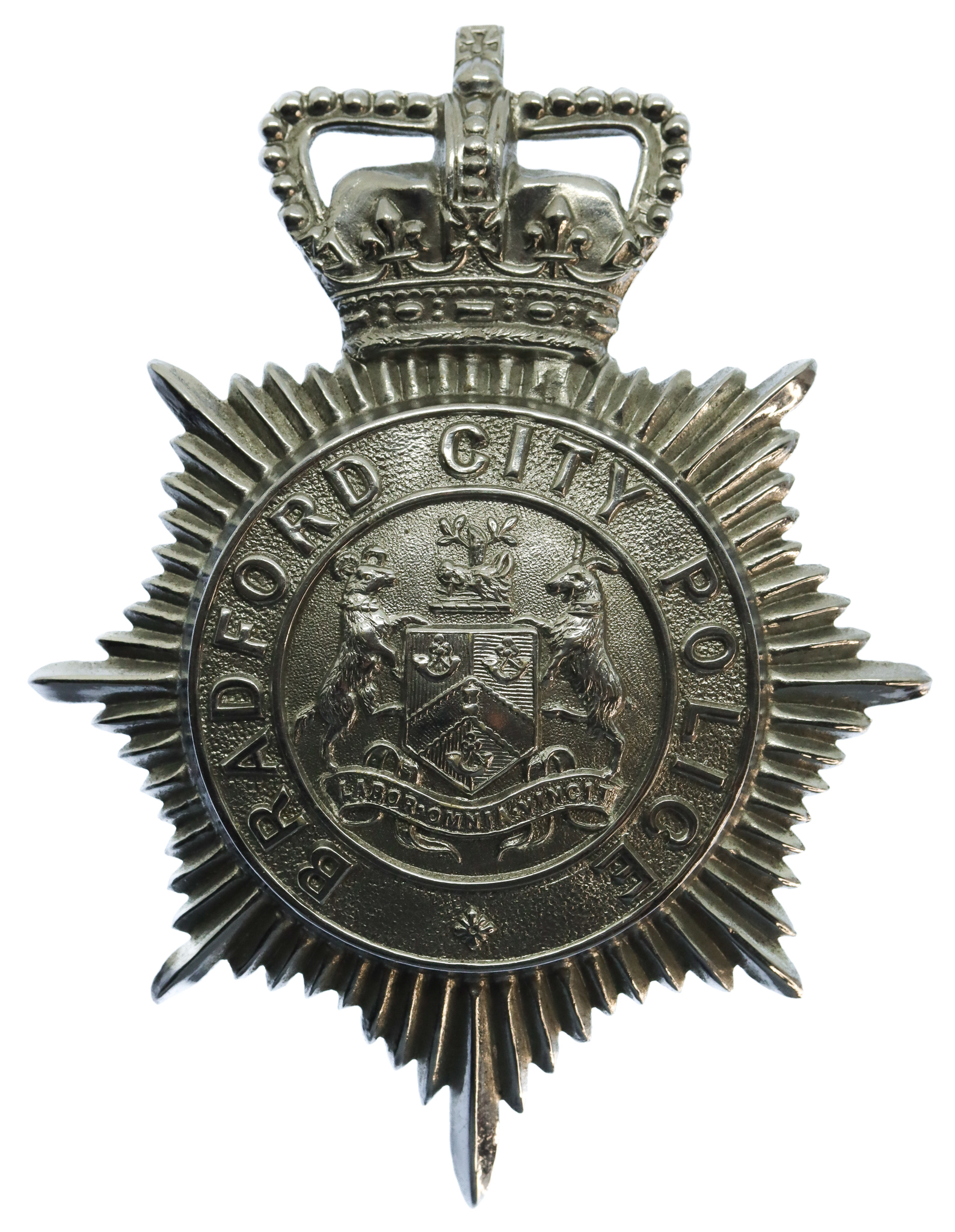 Bradford City Police Helmet Plate - Queen's Crown
