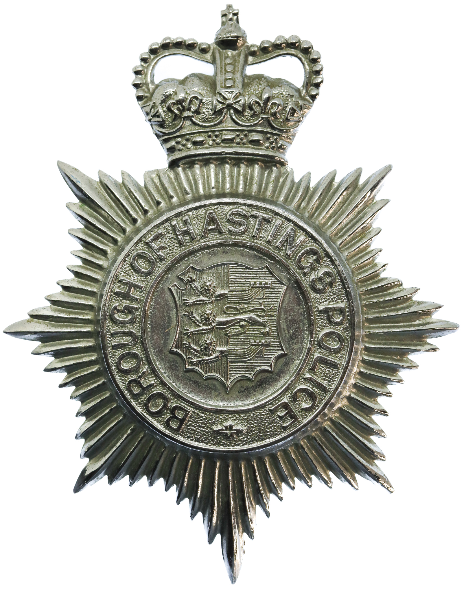 Hastings Borough Police Helmet Plate - Queen's Crown