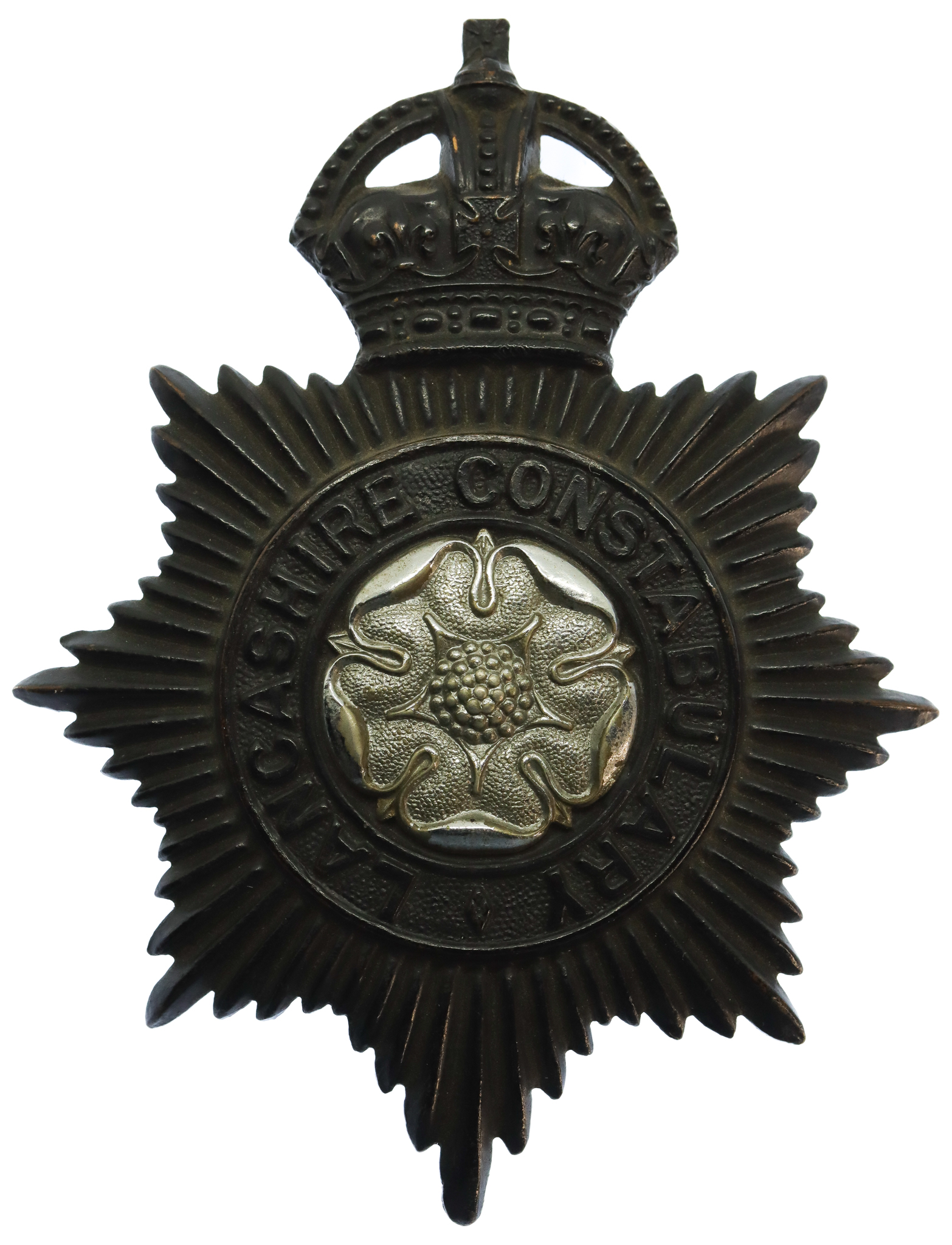 Lancashire Constabulary  Night Helmet Plate - King's Crown
