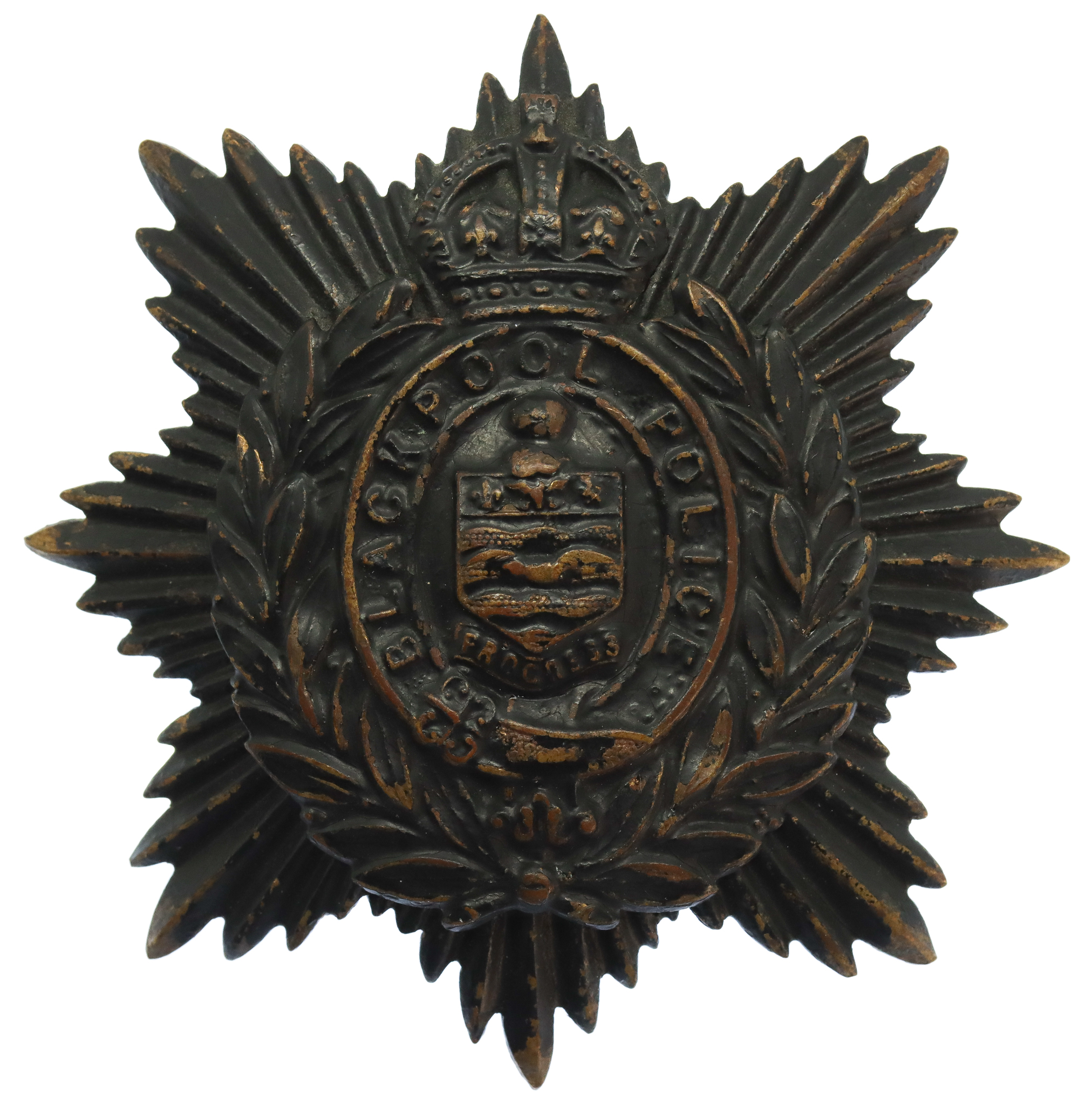Blackpool Police Night Helmet Plate - King's Crown