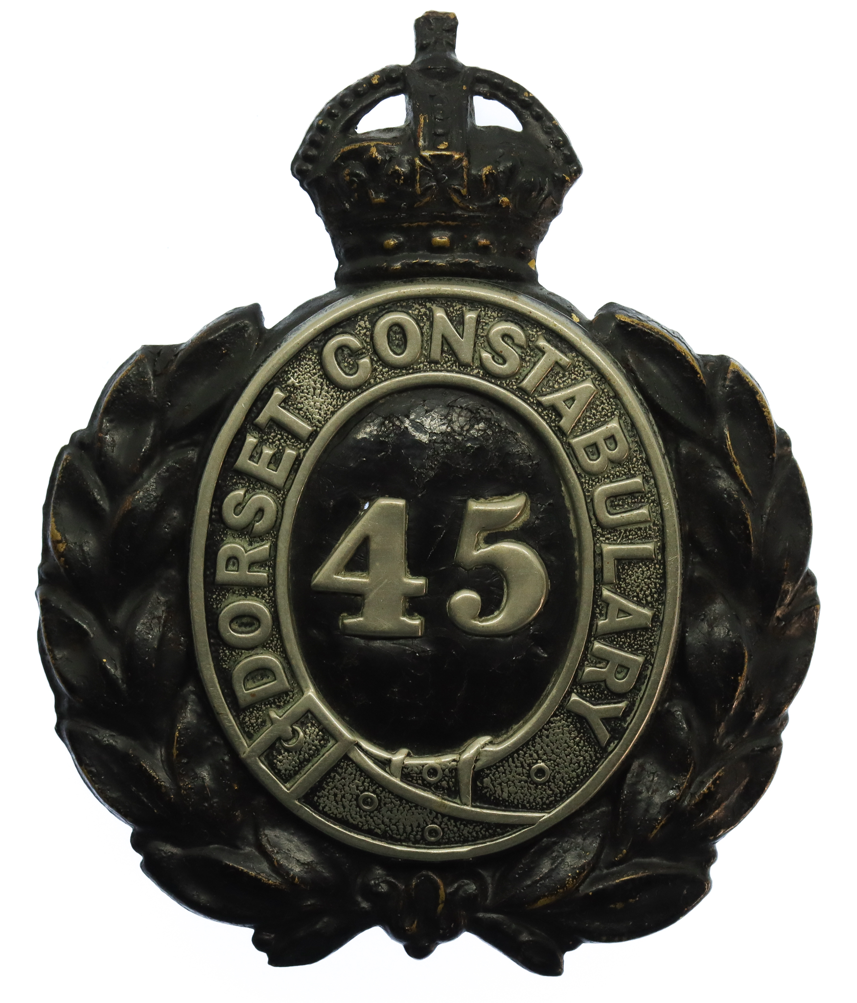 Dorset Constabulary Wreath Helmet Plate - King's Crown
