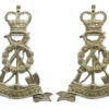 Pair of Pioneer Corps Officer's Silvered Collar Badges - Queen's Crown