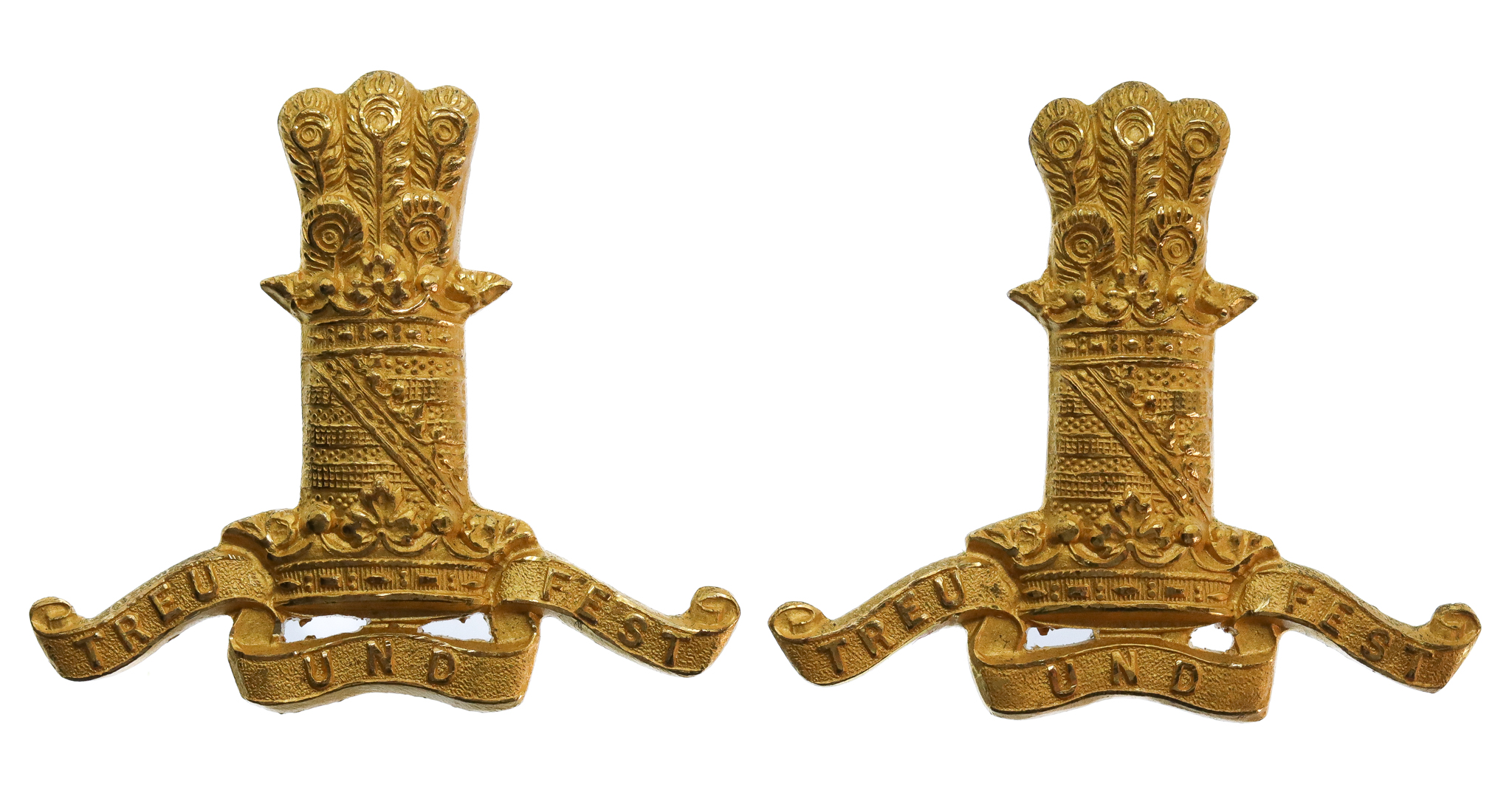 Pair of 11th Hussars Officer's Gilt Collar Badges 