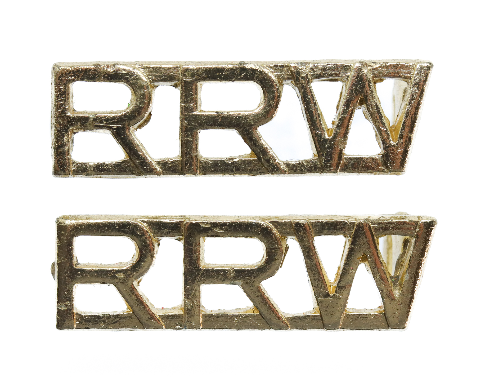 Pair of Royal Regiment of Wales (RRW) Anodised (Staybrite) Shoulder Titles