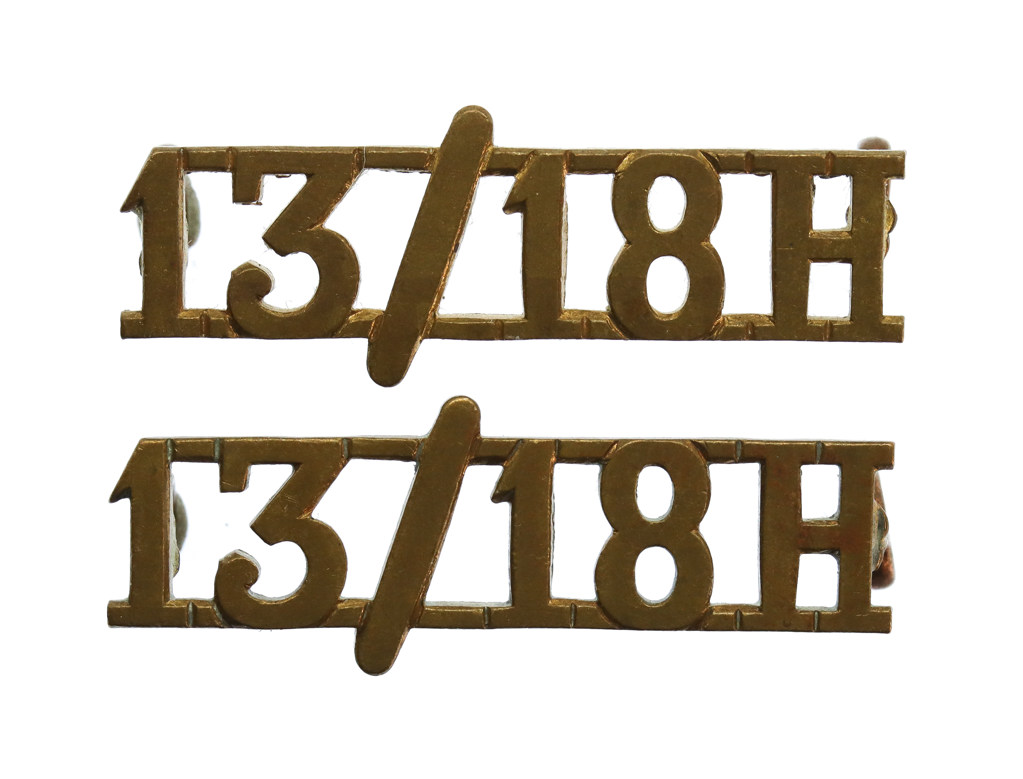 Pair of 13th/18th Hussars (13/18H) Officer's Shoulder Titles