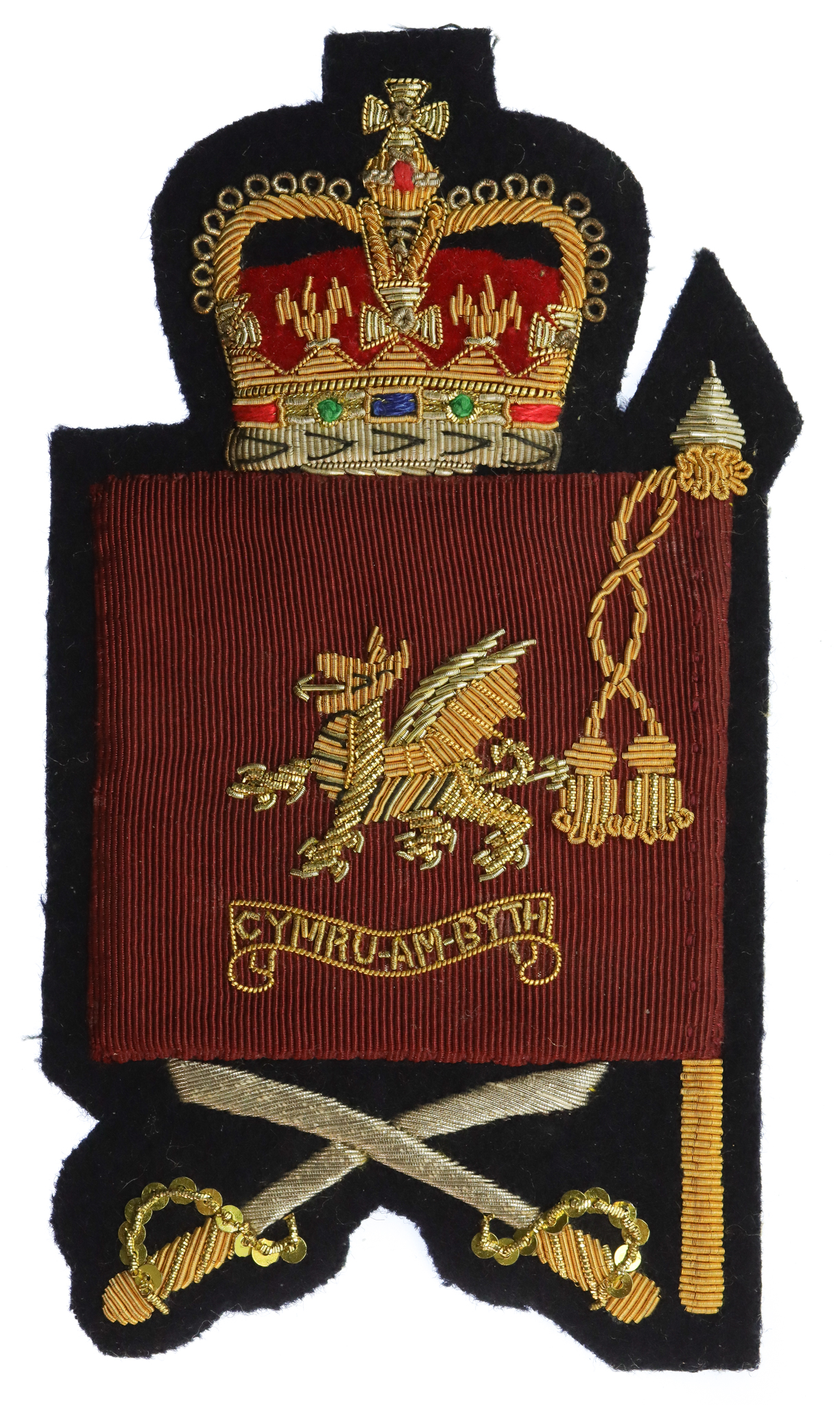 Welsh Guards Warrant Officer Class 2 W.O.II Bullion Sleeve Badge - Queen's Crown