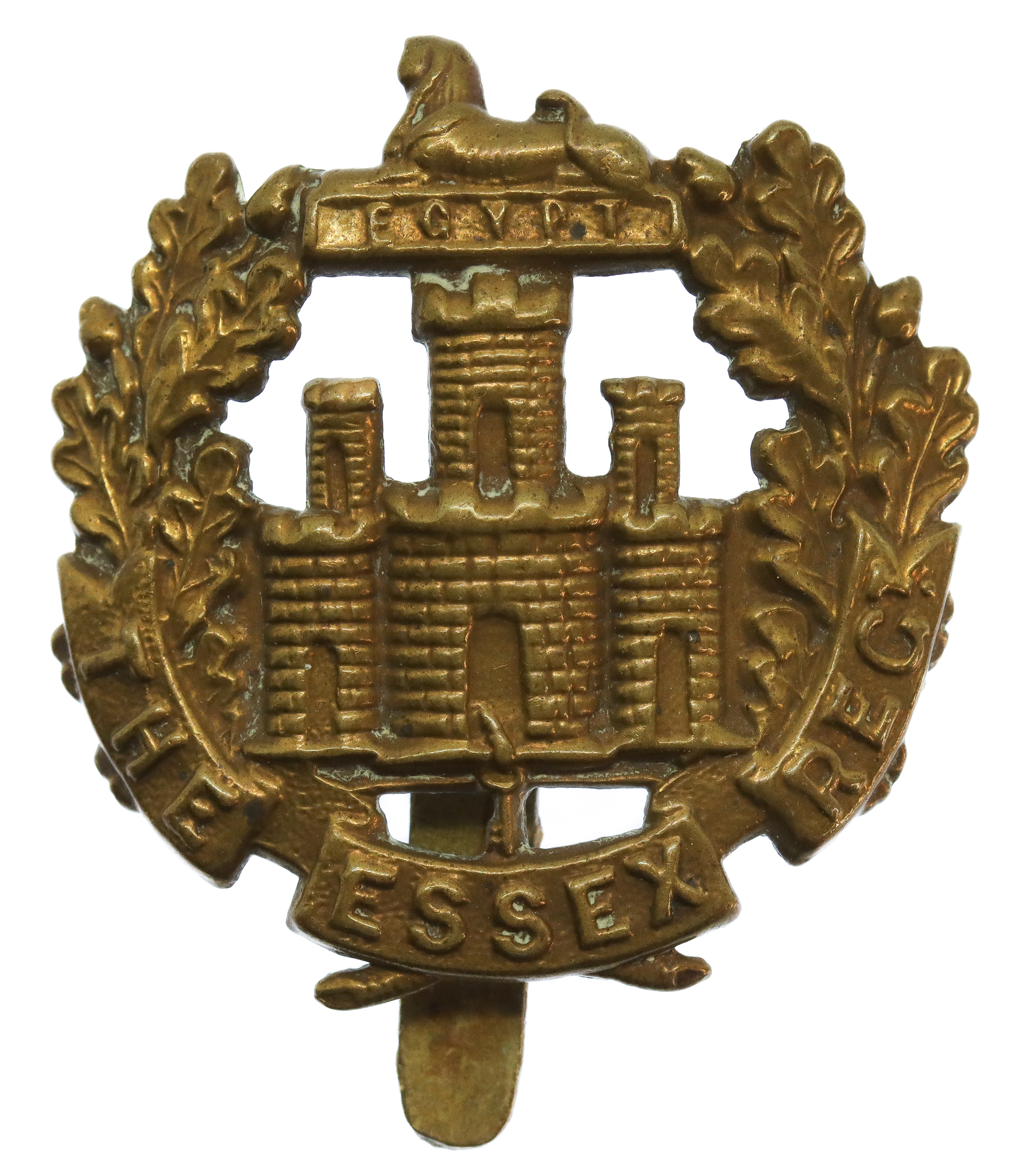 Essex Regiment WW1 All Brass Economy Cap Badge