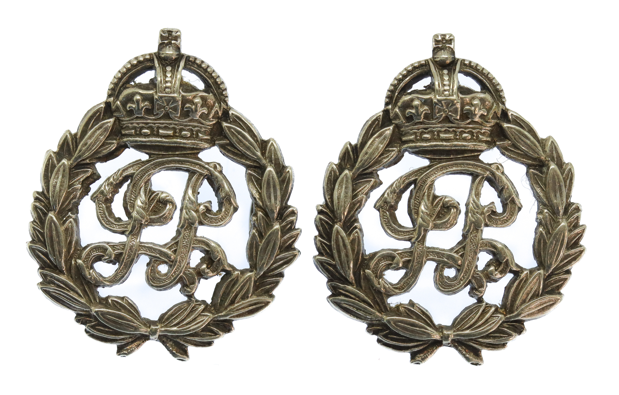Pair of Indian Police Collar Badges - King's Crown