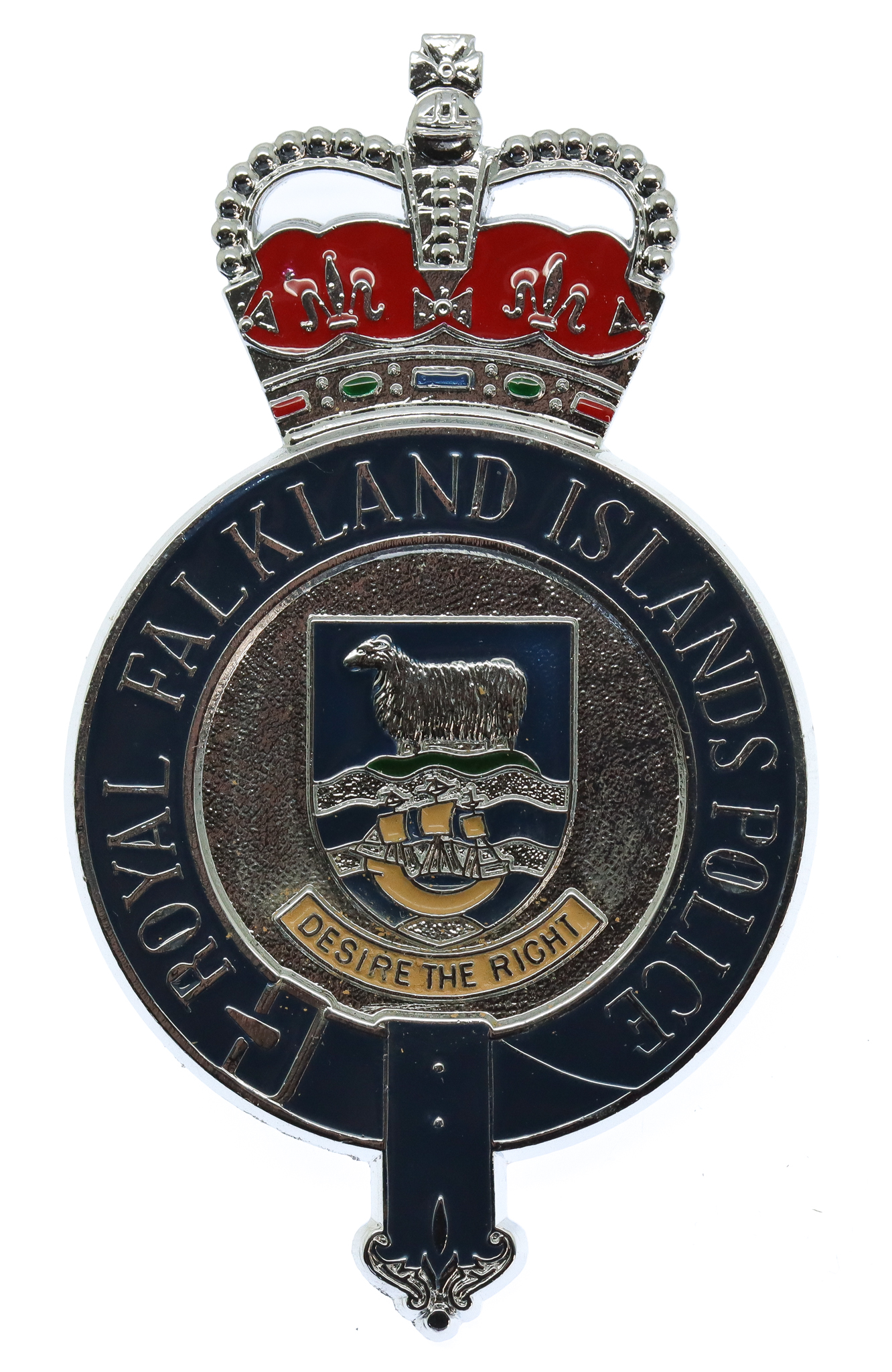 Royal Falkland Islands Police Enamelled Cap Badge - Queen's Crown