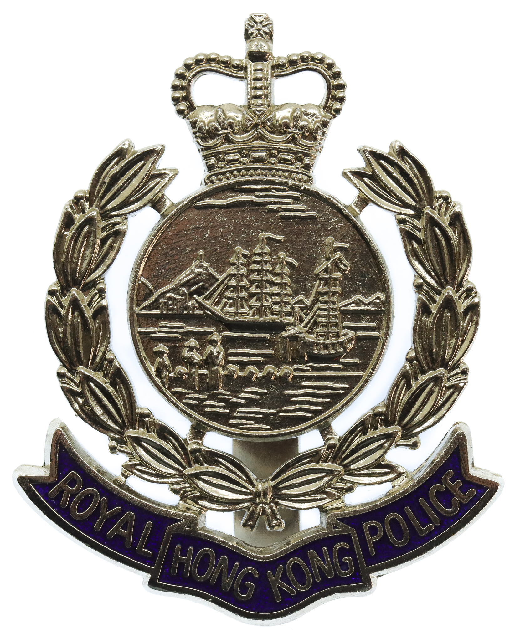 Royal Hong Kong Police Enamelled Cap Badge - Queen's Crown