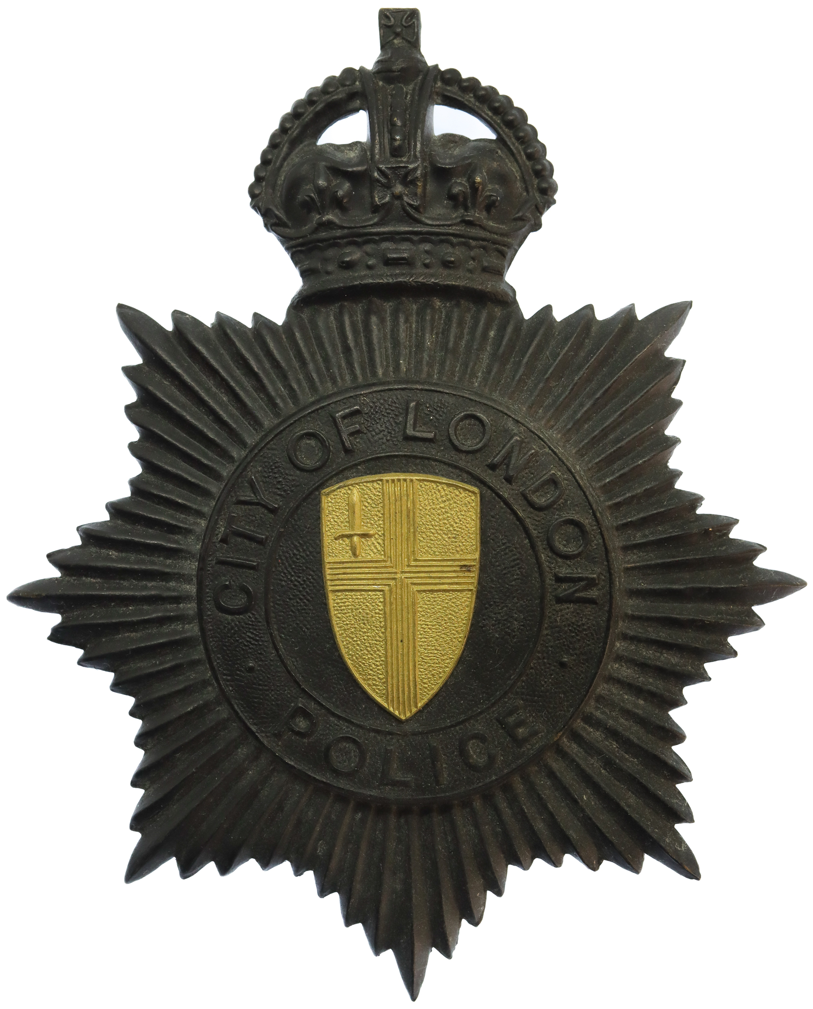 City of London Police Black Star Helmet Plate - King's Crown