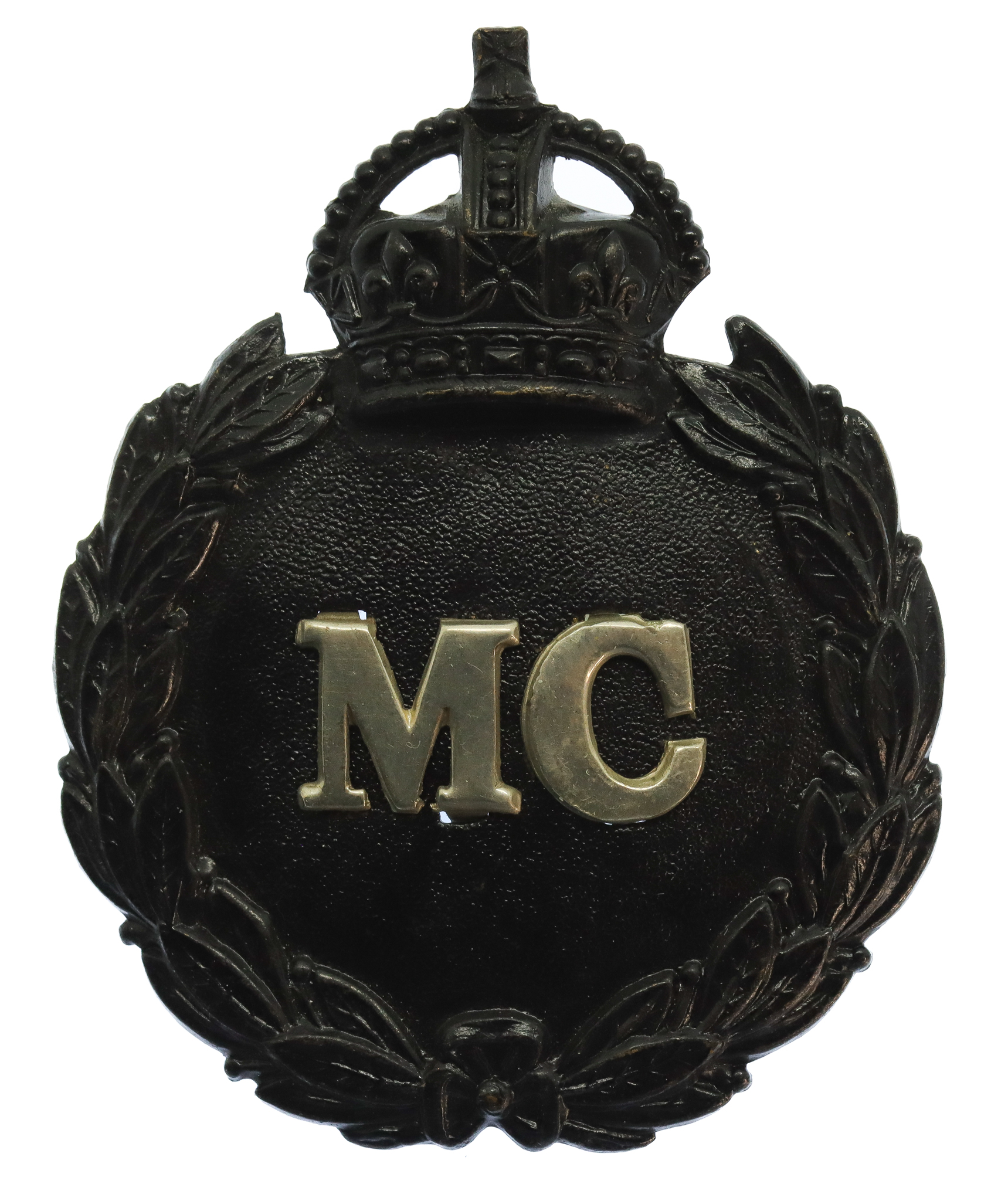 Monmouthshire Constabulary Black Wreath Helmet Plate - King's Crown